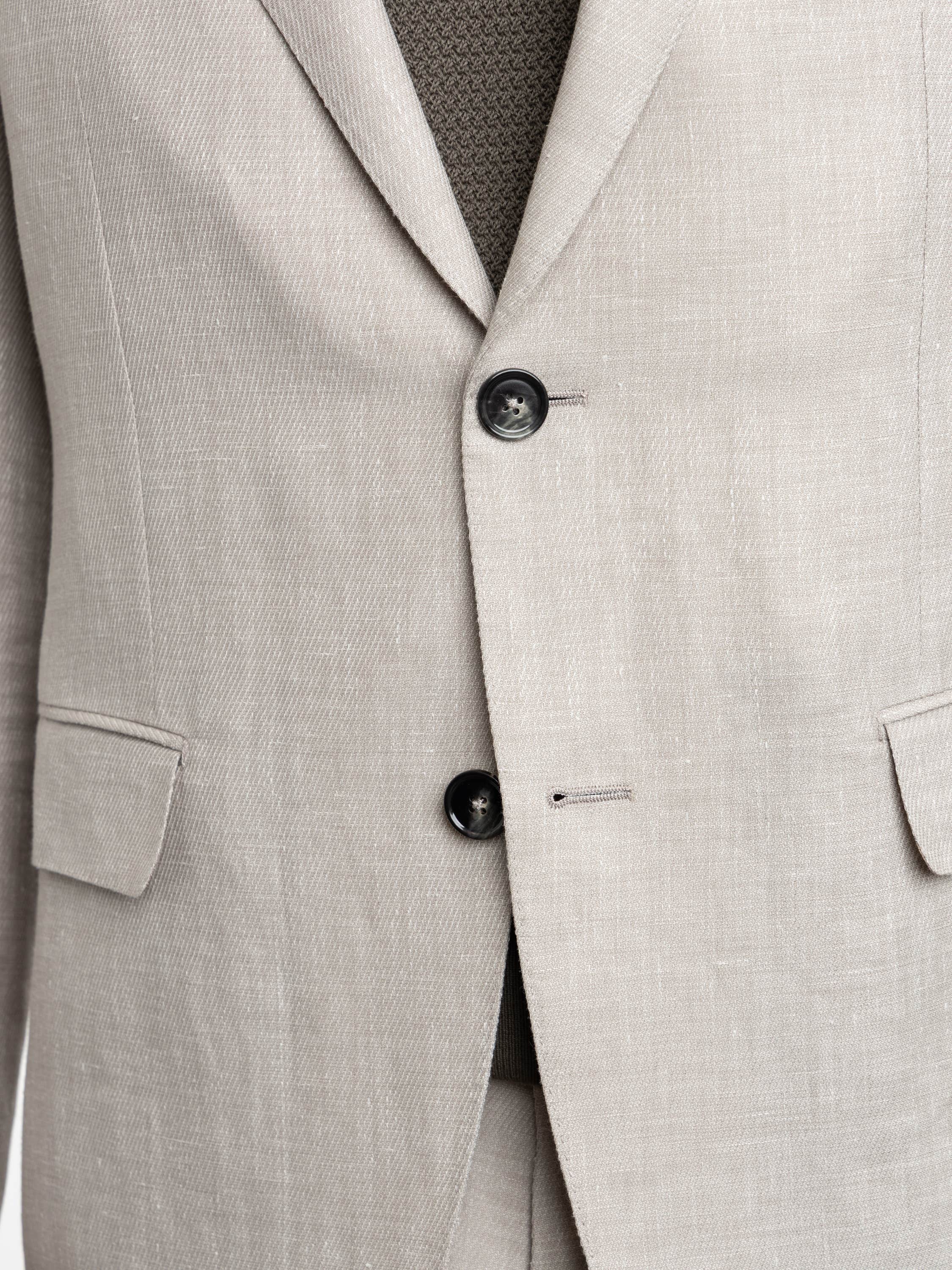 Light Beige Crossover Wool Linen and Silk Jacket