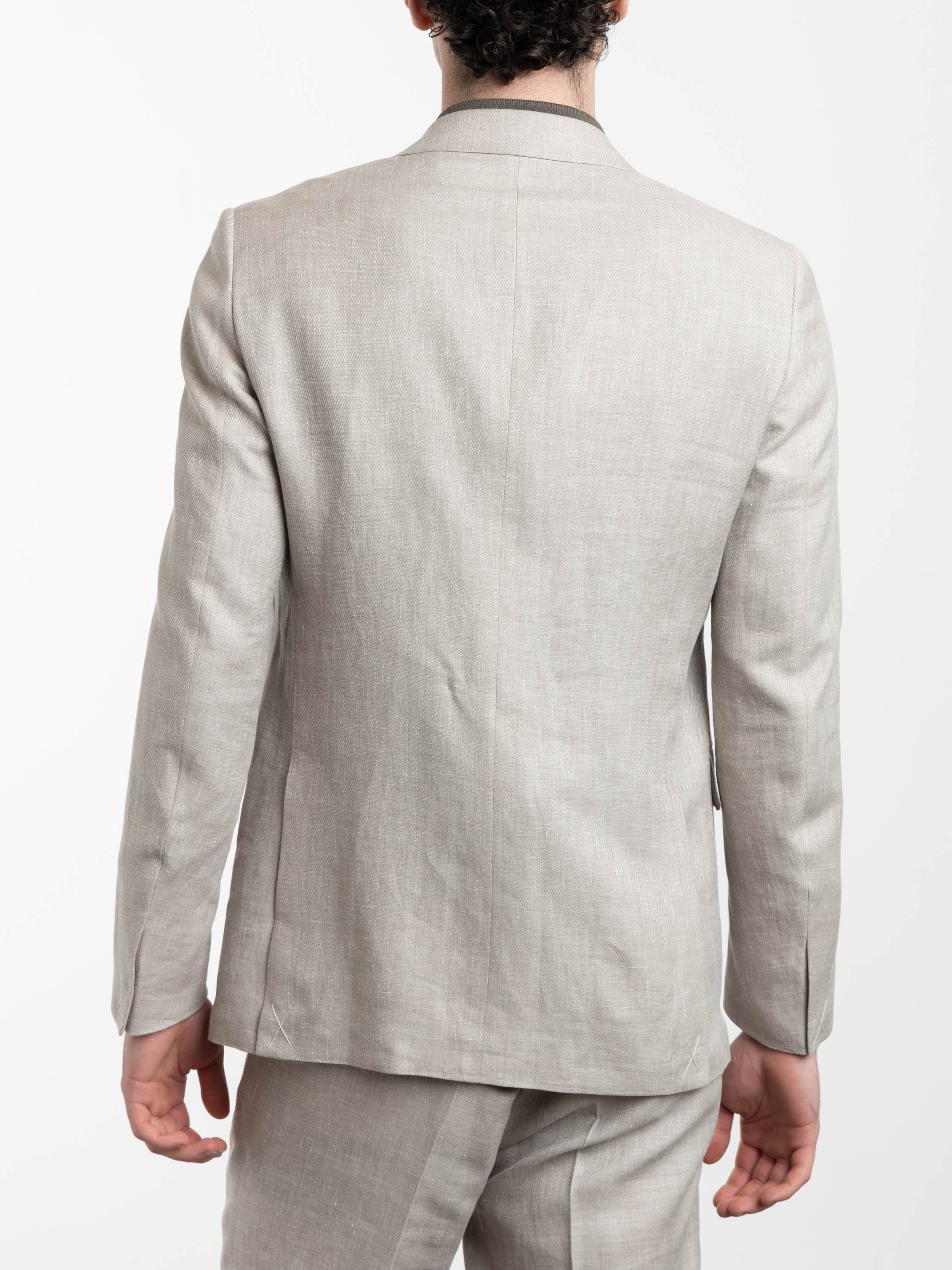 Light Beige Crossover Wool Linen and Silk Jacket