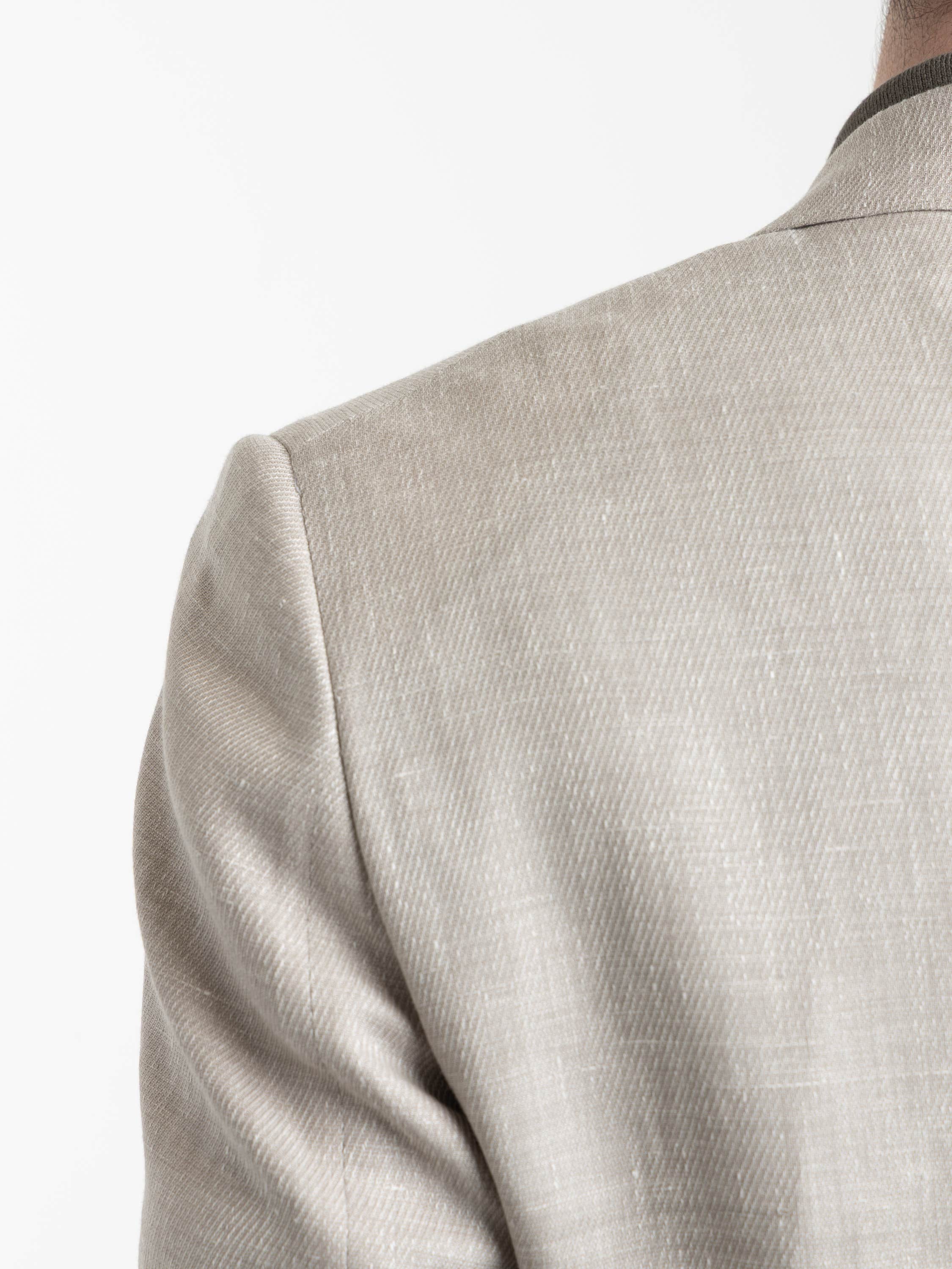 Light Beige Crossover Wool Linen and Silk Jacket