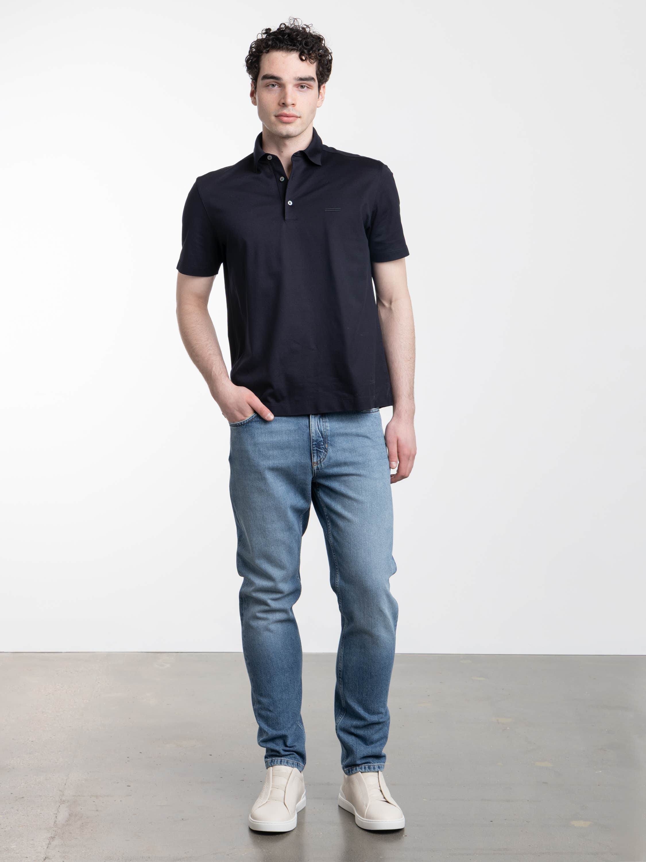 Light Blue Stone-Washed Cotton Roccia Jeans