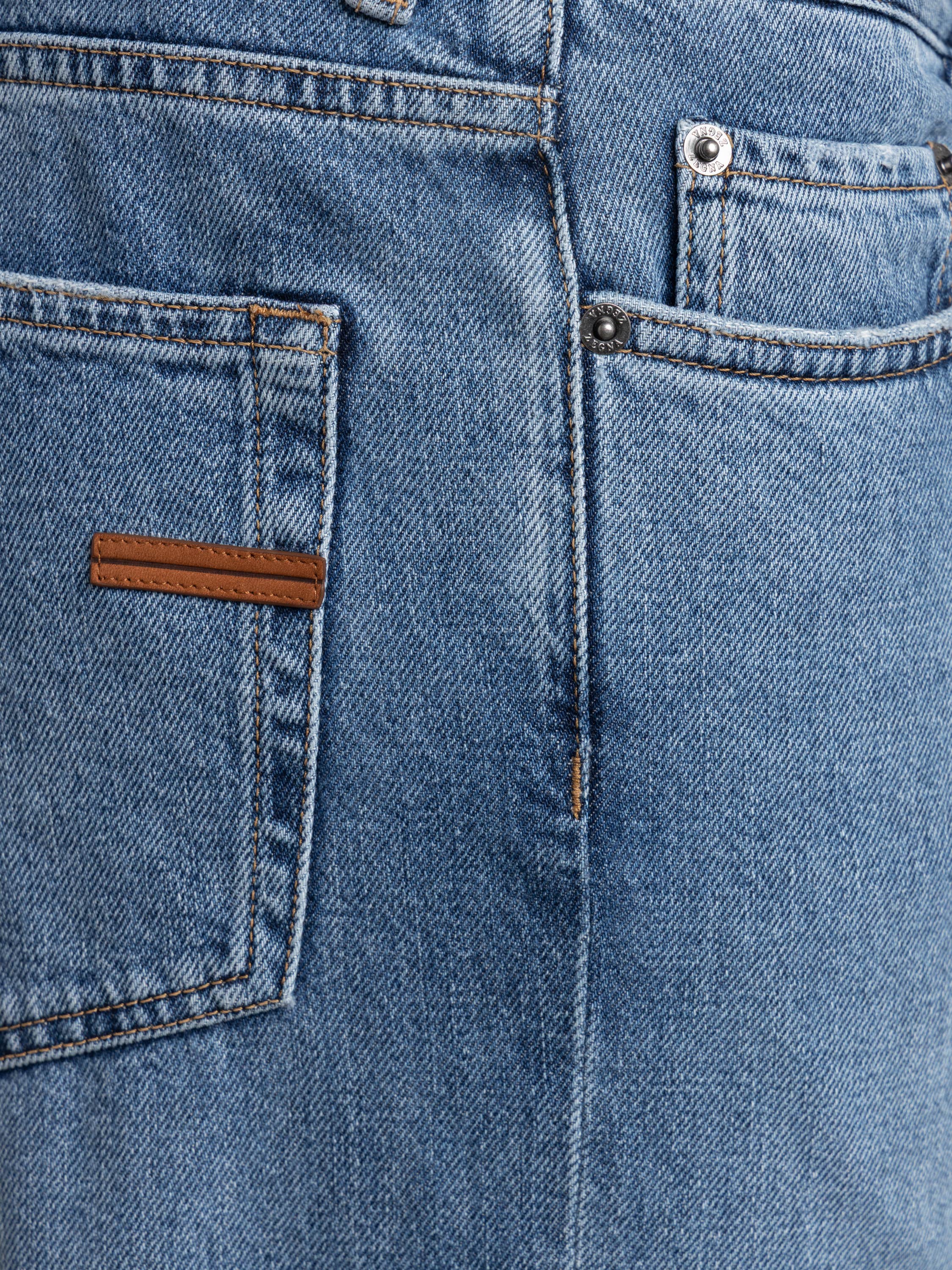 Light Blue Stone-Washed Cotton Roccia Jeans