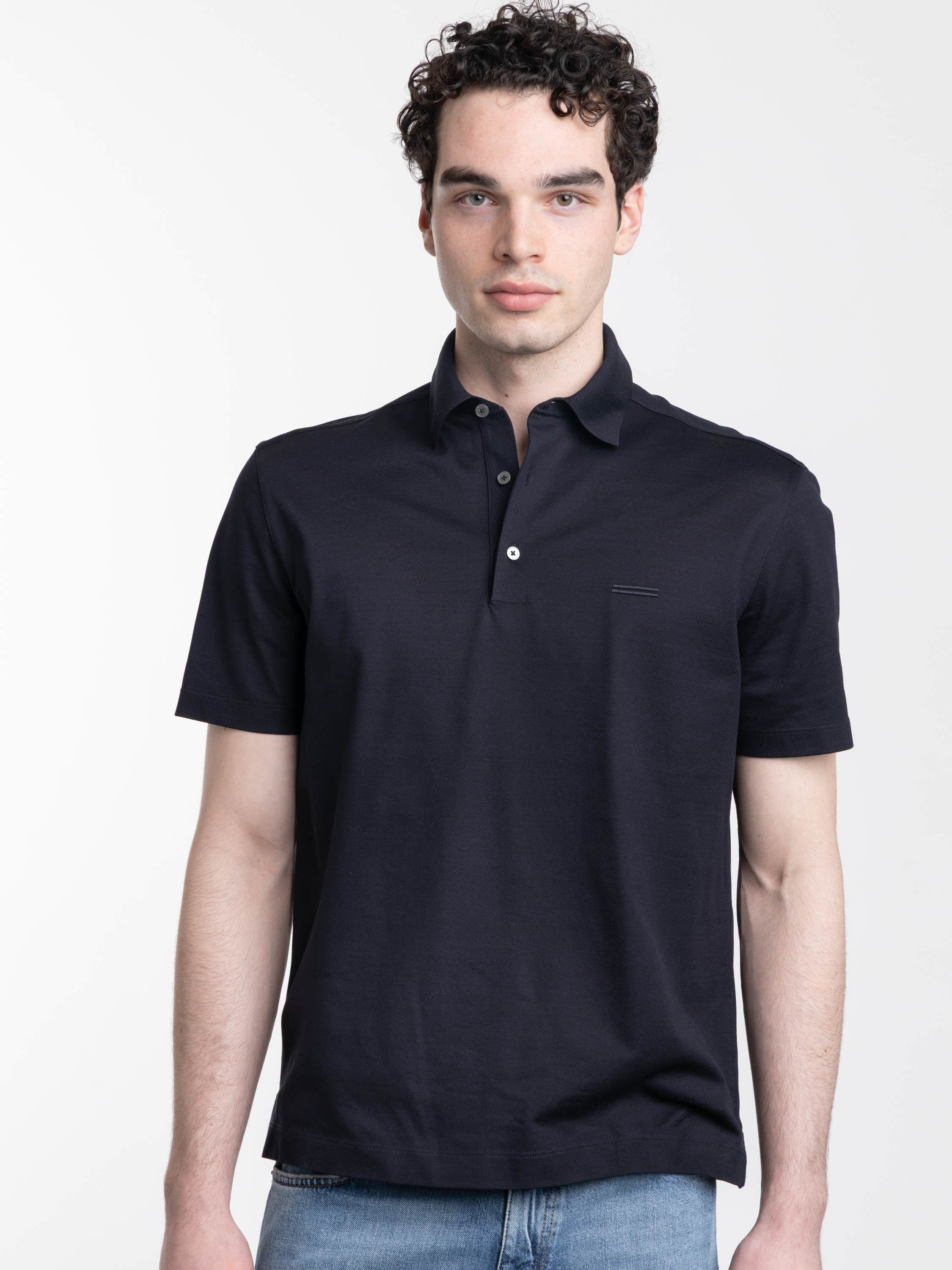 Navy Blue Cotton Polo Shirt