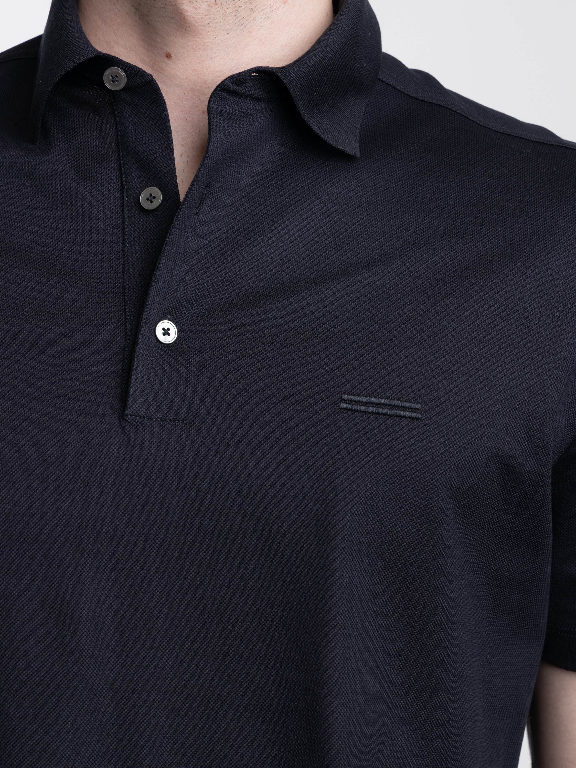 Navy Blue Cotton Polo Shirt