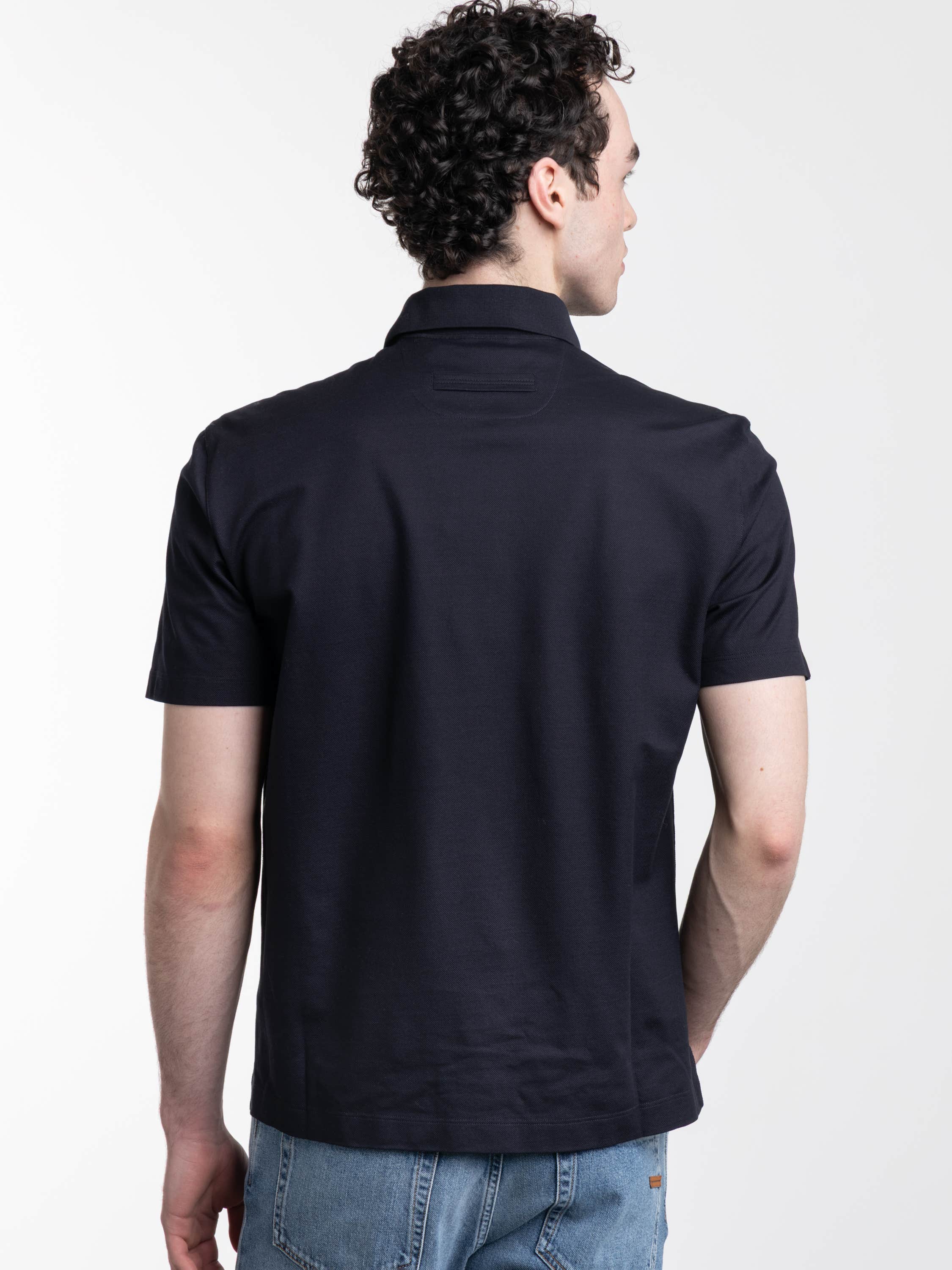 Navy Blue Cotton Polo Shirt