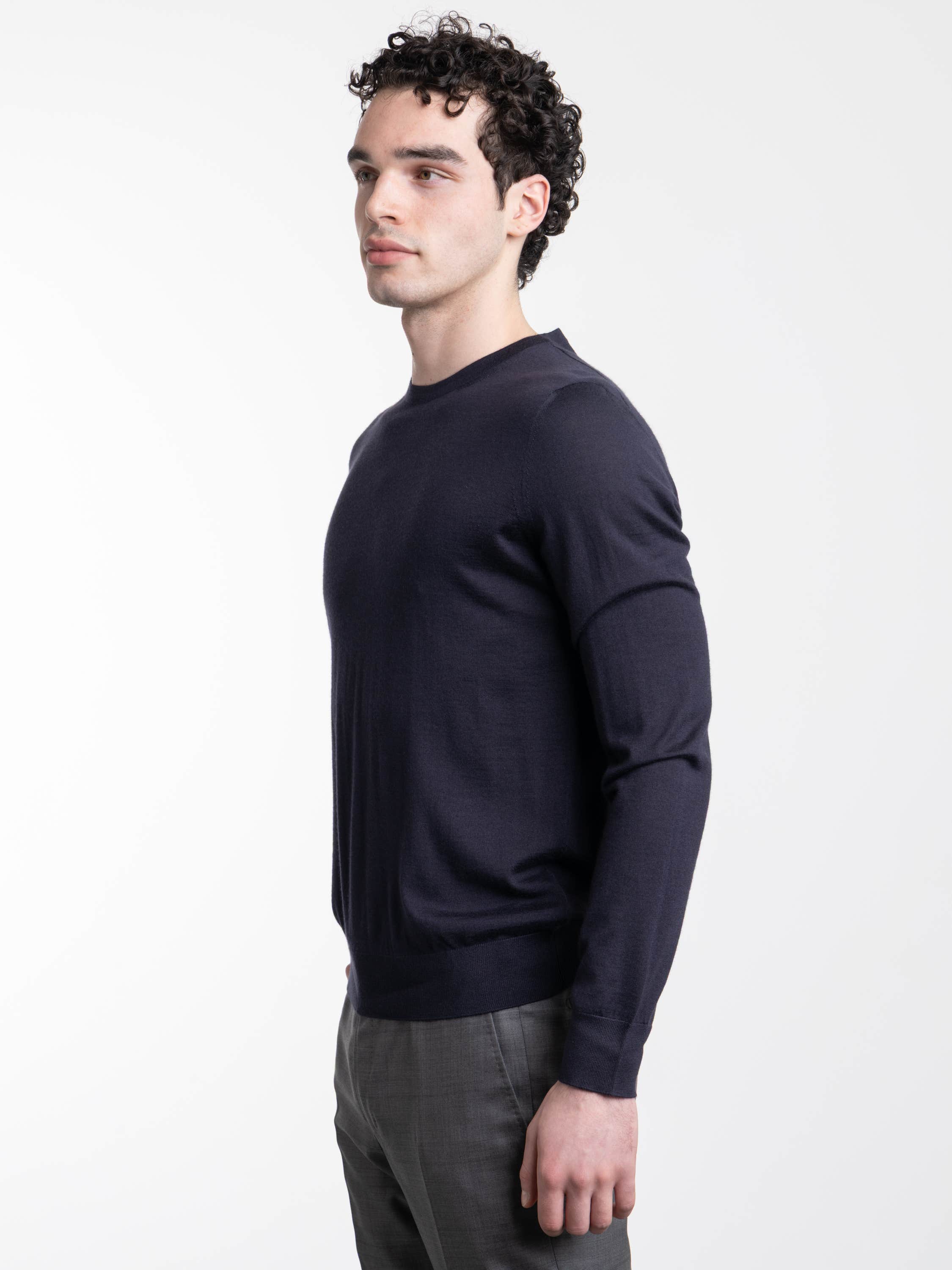 Navy Blue Mélange Cashseta Crewneck