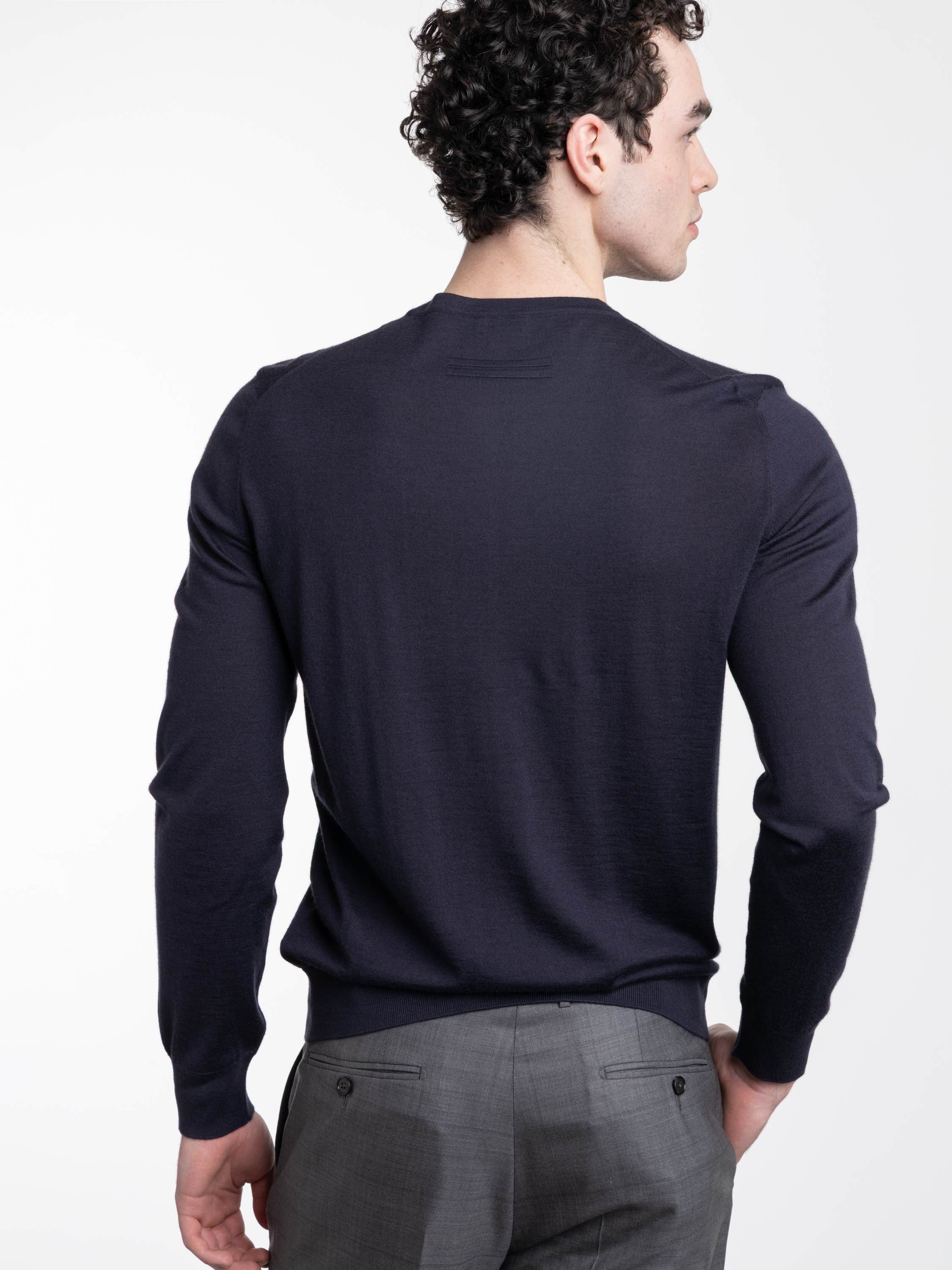 Navy Blue Mélange Cashseta Crewneck