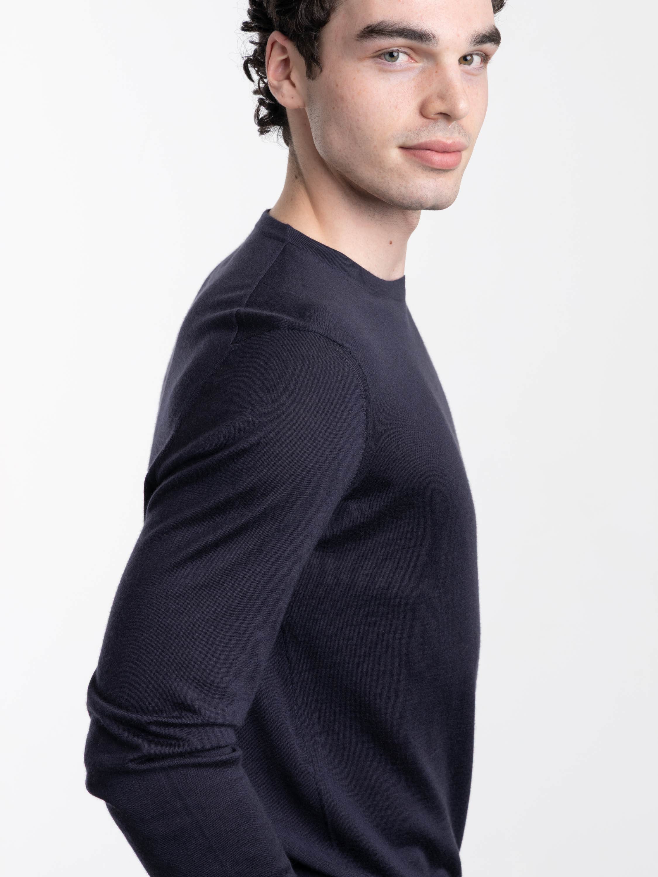 Navy Blue Mélange Cashseta Crewneck