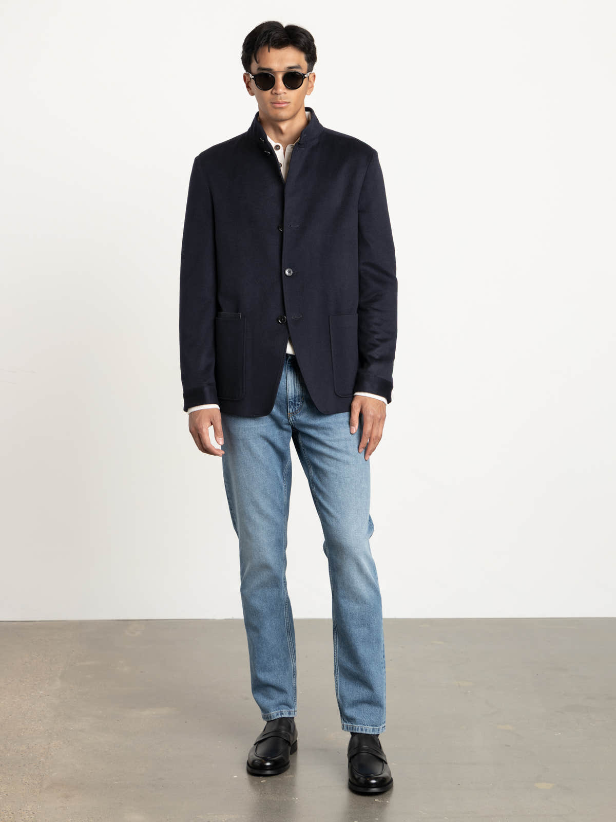 Navy Blue Oasi Cashmere Il Conte Jacket