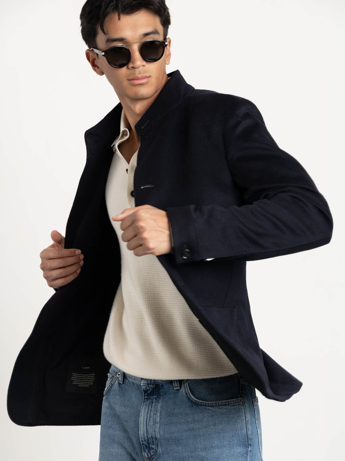 Navy Blue Oasi Cashmere Il Conte Jacket