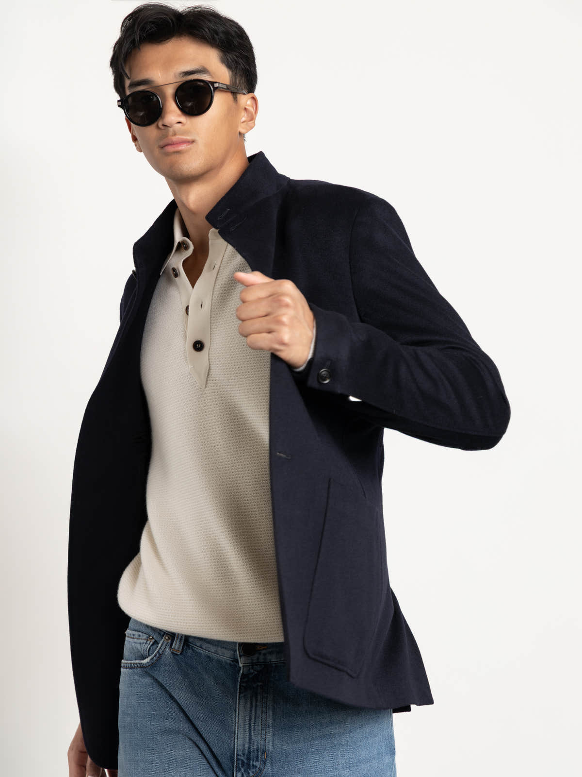 Navy Blue Oasi Cashmere Il Conte Jacket
