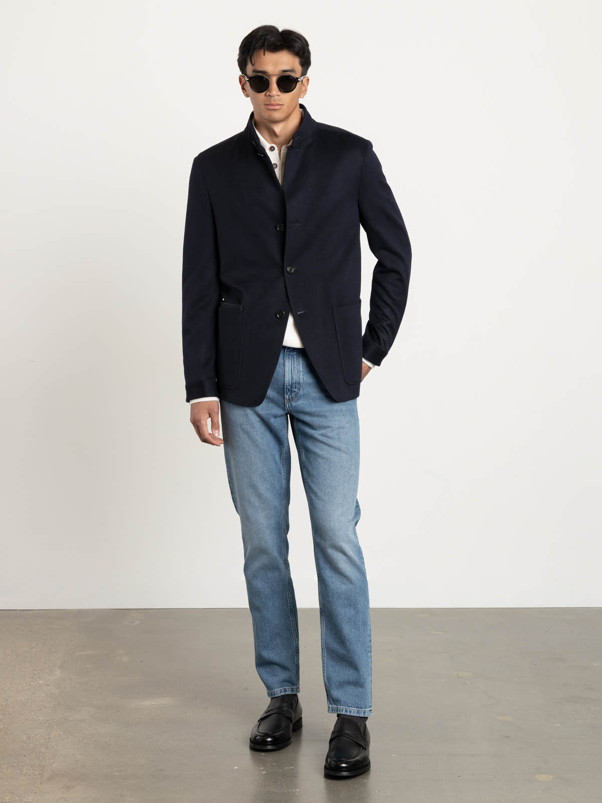 Navy Blue Oasi Cashmere Il Conte Jacket