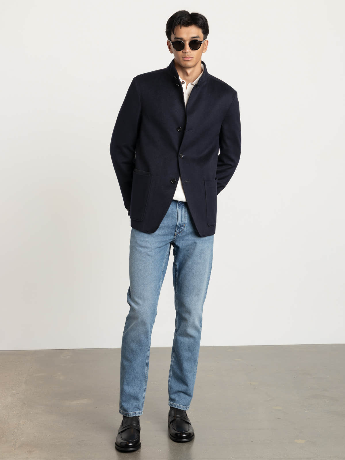 Navy Blue Oasi Cashmere Il Conte Jacket