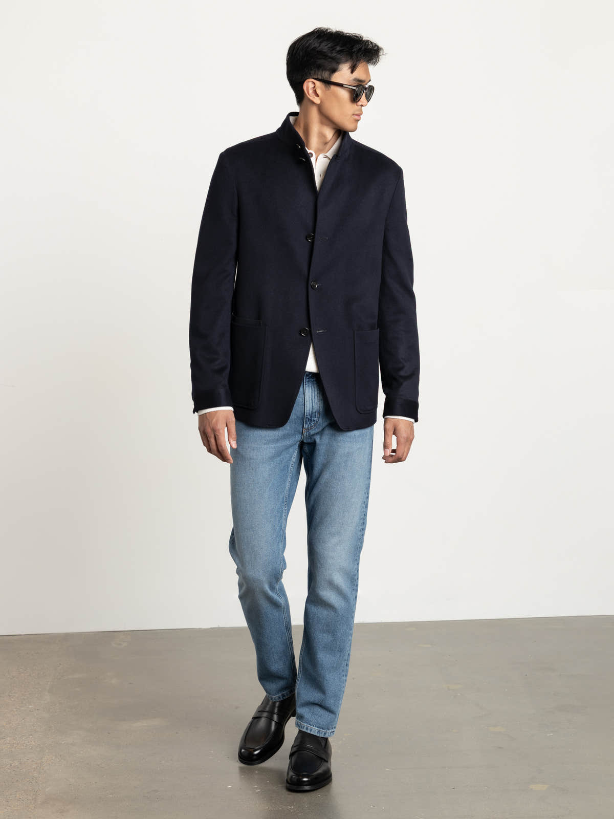 Navy Blue Oasi Cashmere Il Conte Jacket