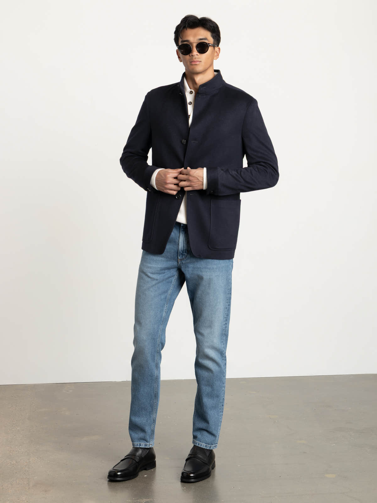 Navy Blue Oasi Cashmere Il Conte Jacket