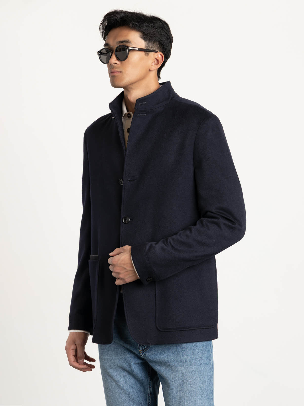 Navy Blue Oasi Cashmere Il Conte Jacket