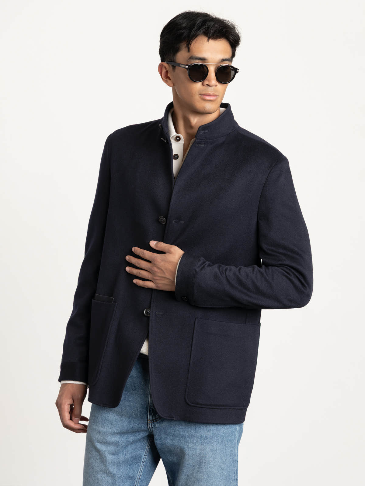 Navy Blue Oasi Cashmere Il Conte Jacket
