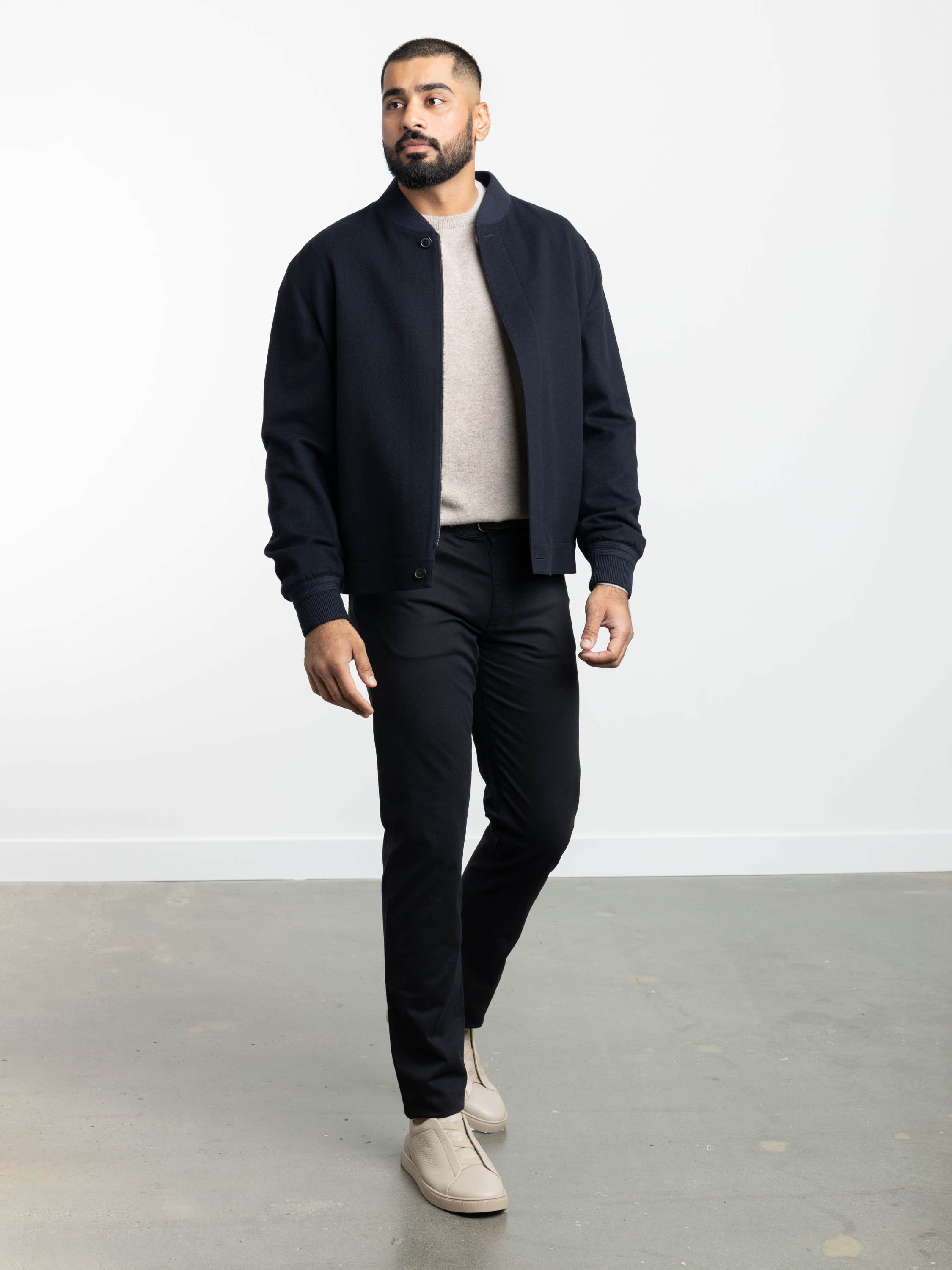 Navy Oasi Cashmere Elements Bomber – The Helm Clothing