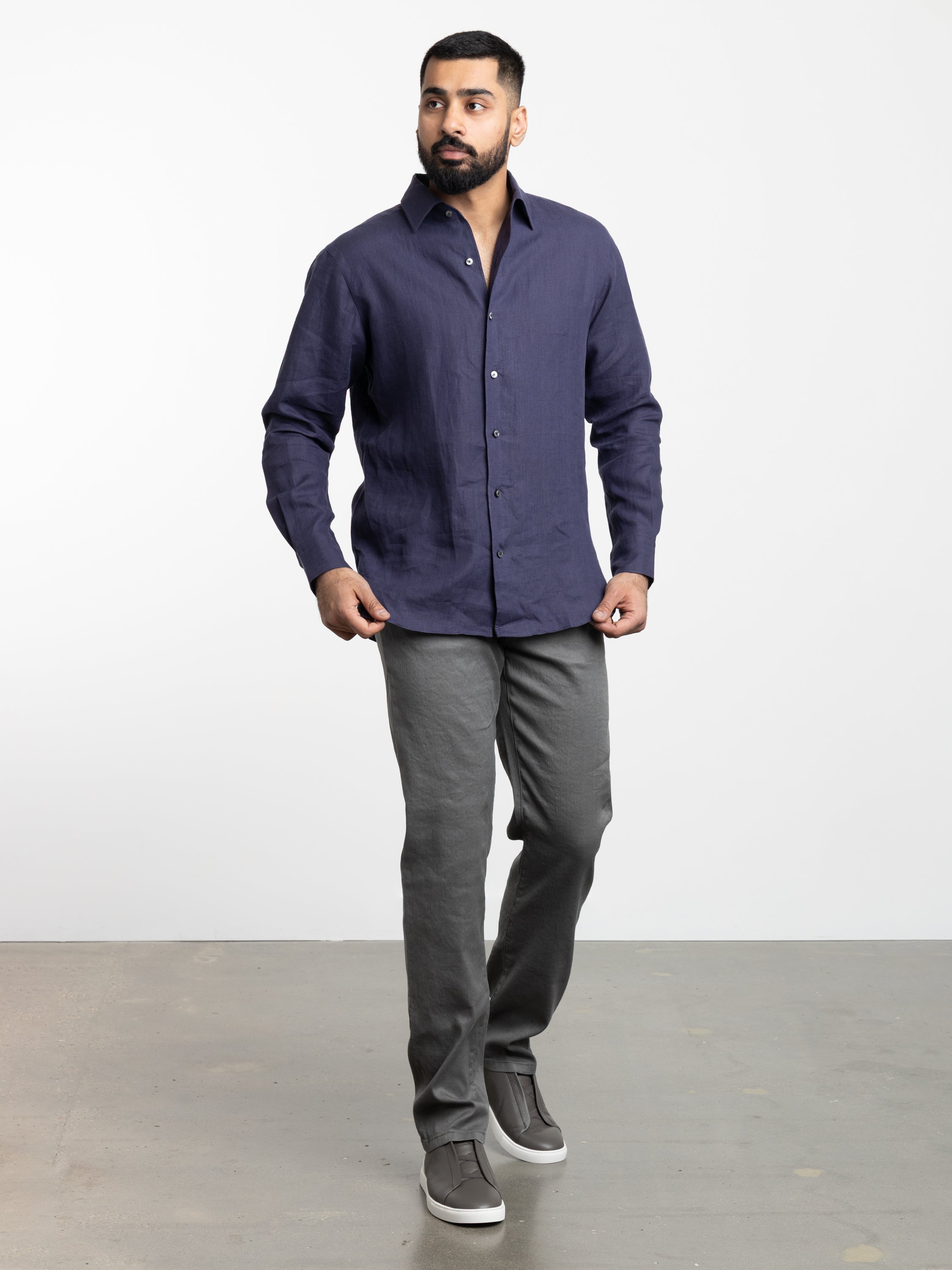 Navy Oasi Lino Shirt – The Helm Clothing