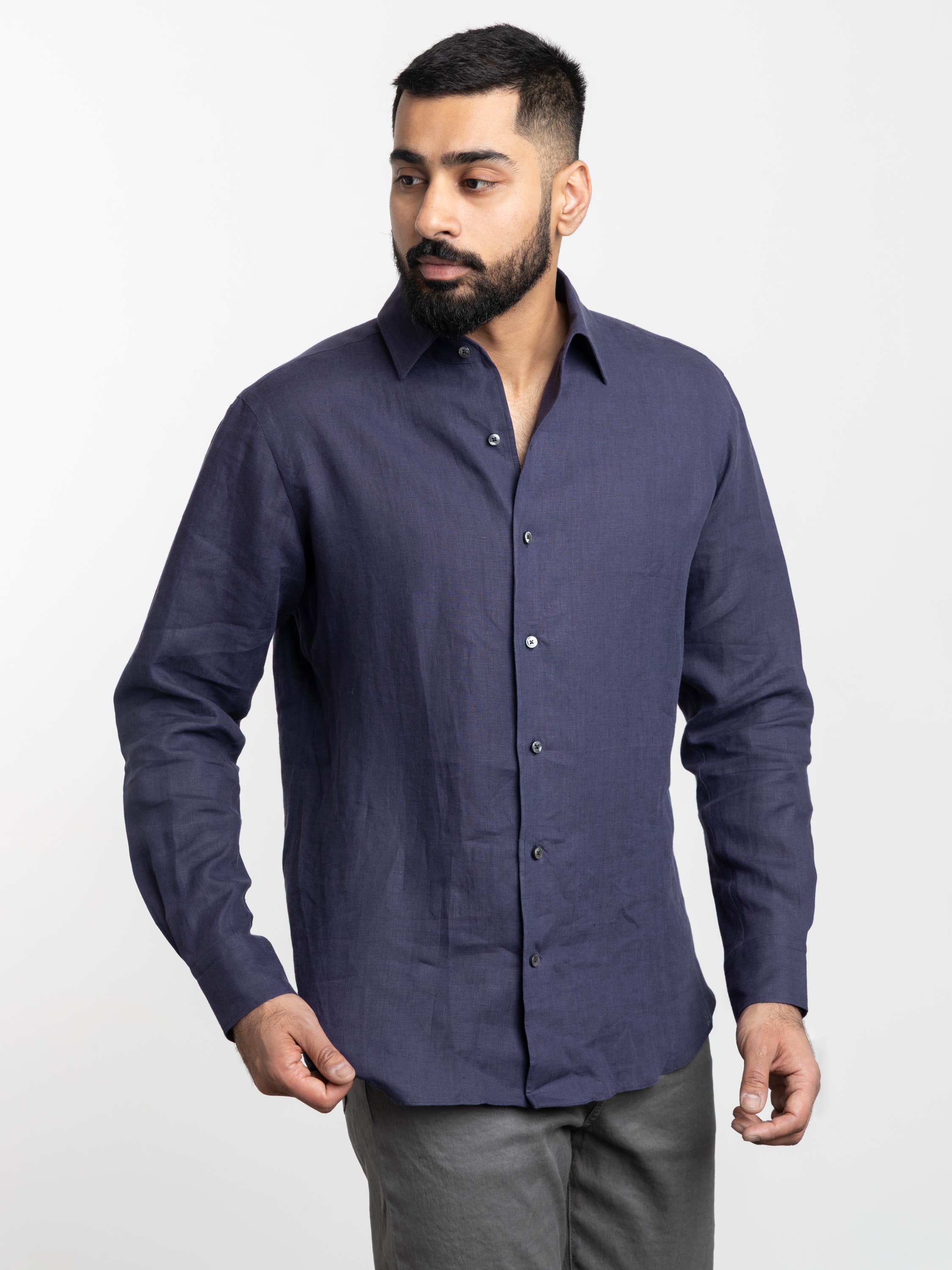 Navy Oasi Lino Shirt