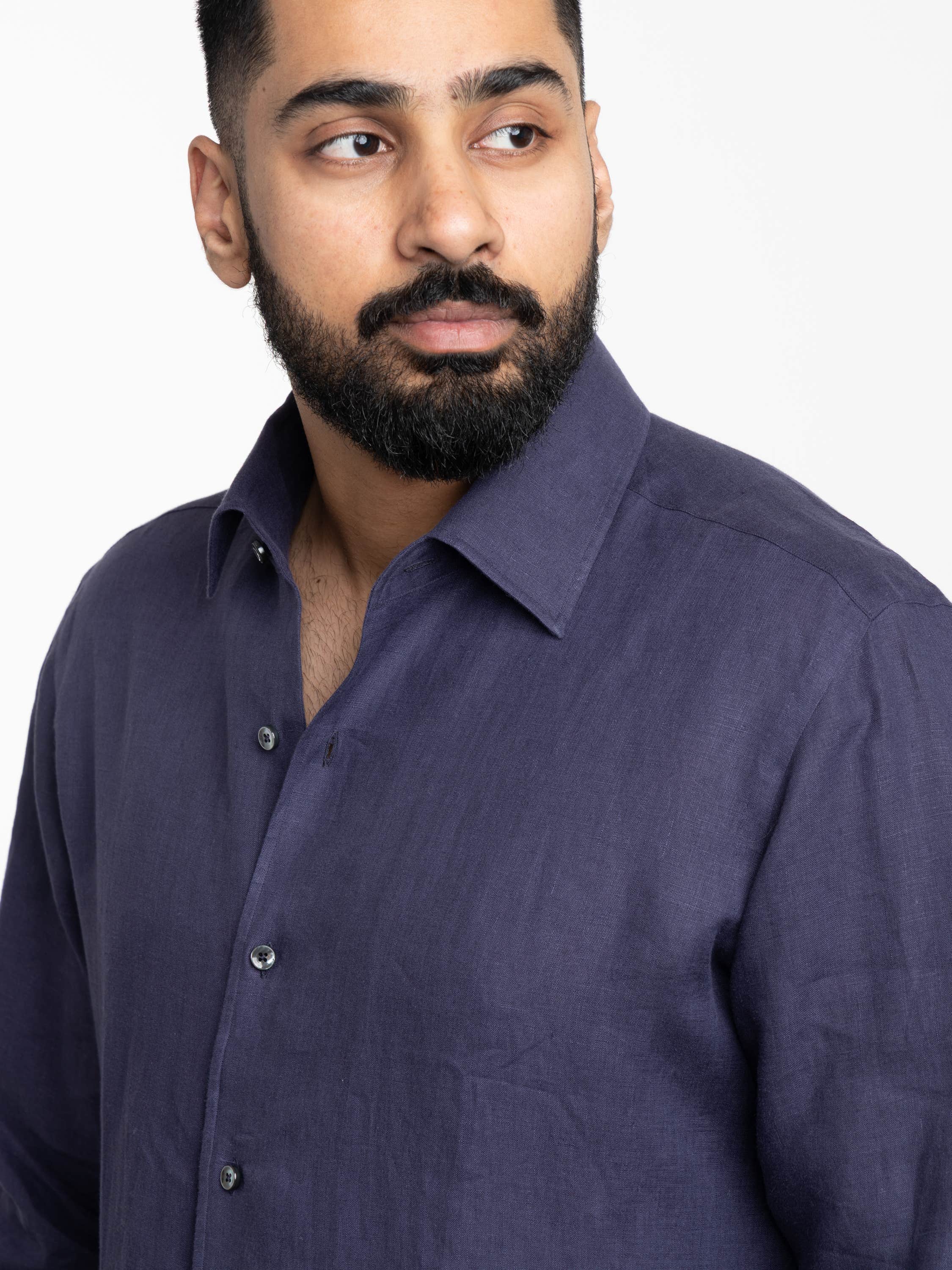 Navy Oasi Lino Shirt