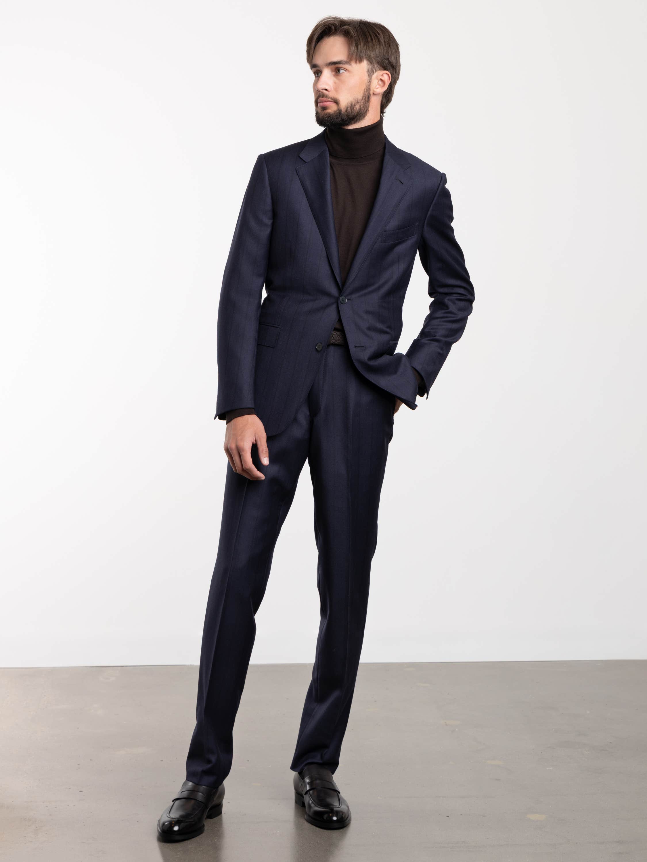 Navy Pin Stripe Wool Suit