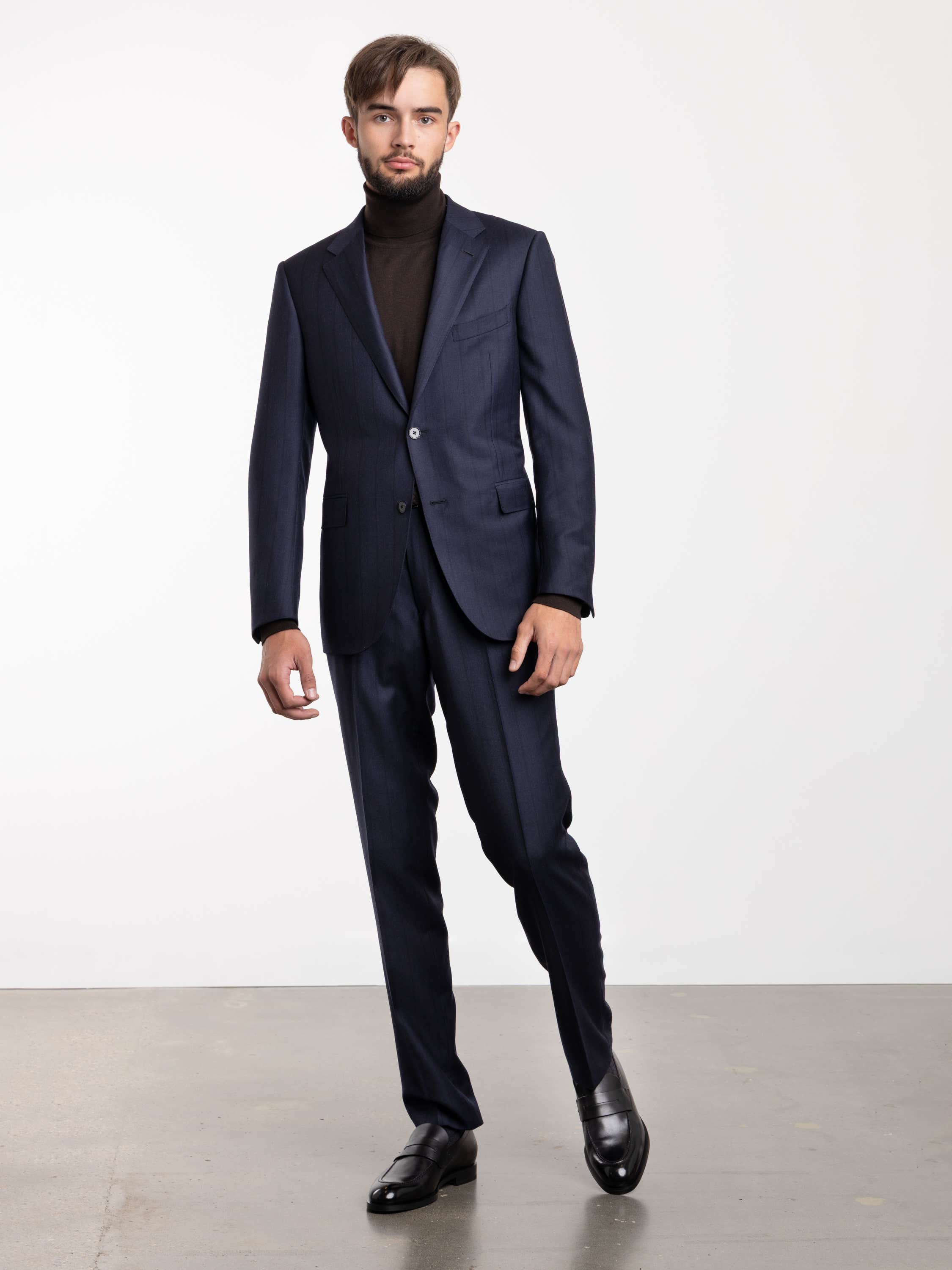 Navy Pin Stripe Wool Suit