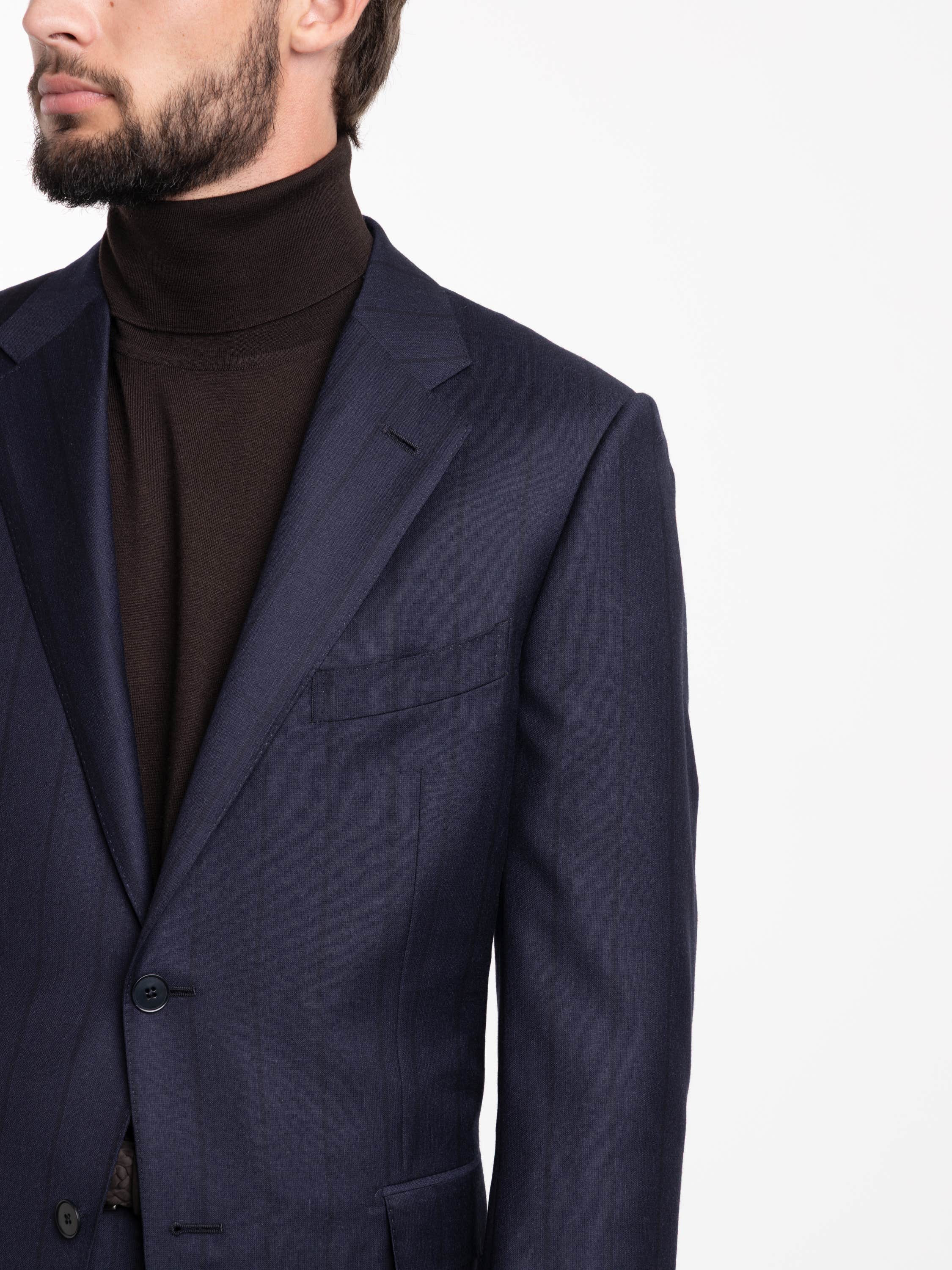 Navy Pin Stripe Wool Suit