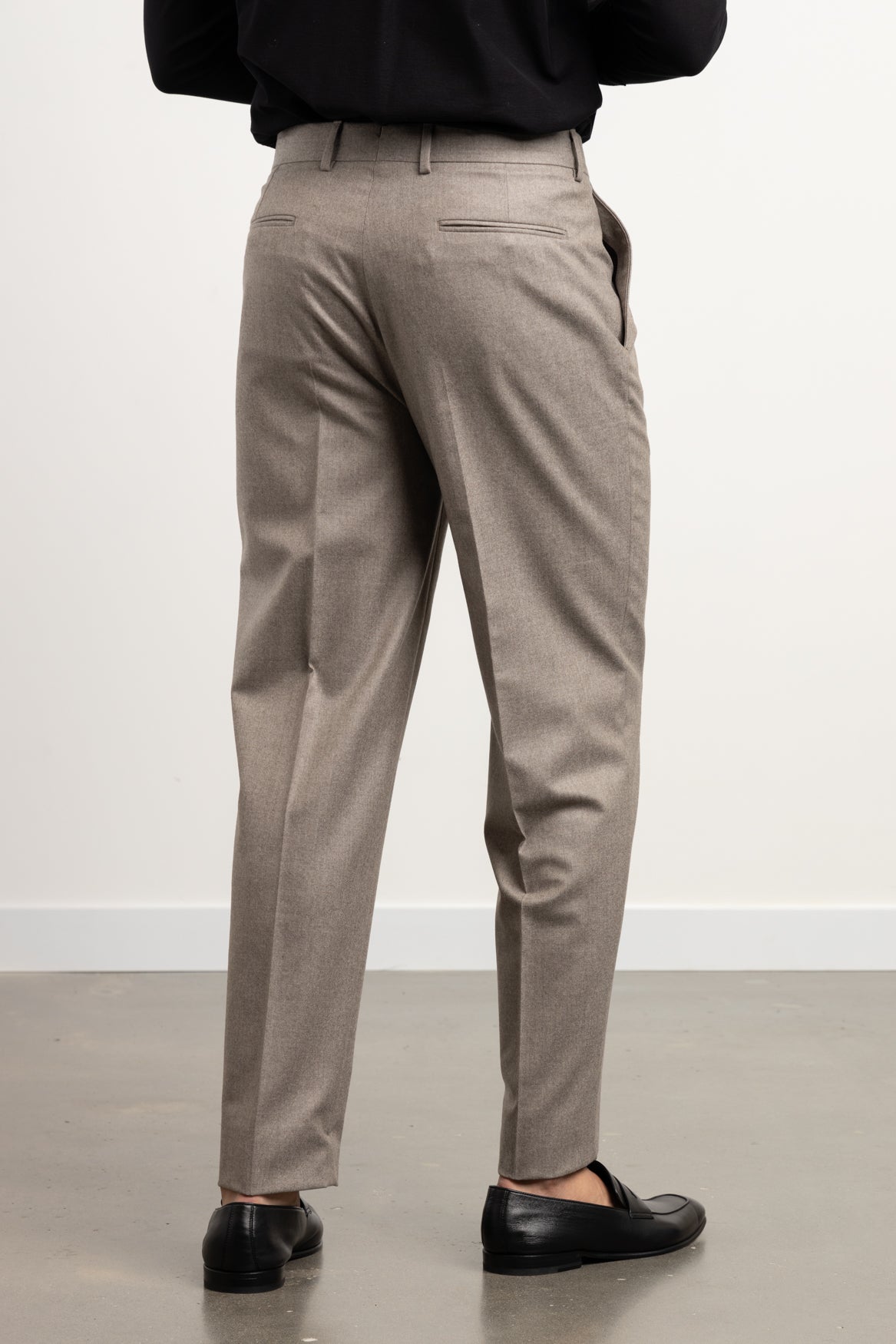 Italian Tailored Fit Light Grey Melange Flannel Trousers | Buy Online at  Moss