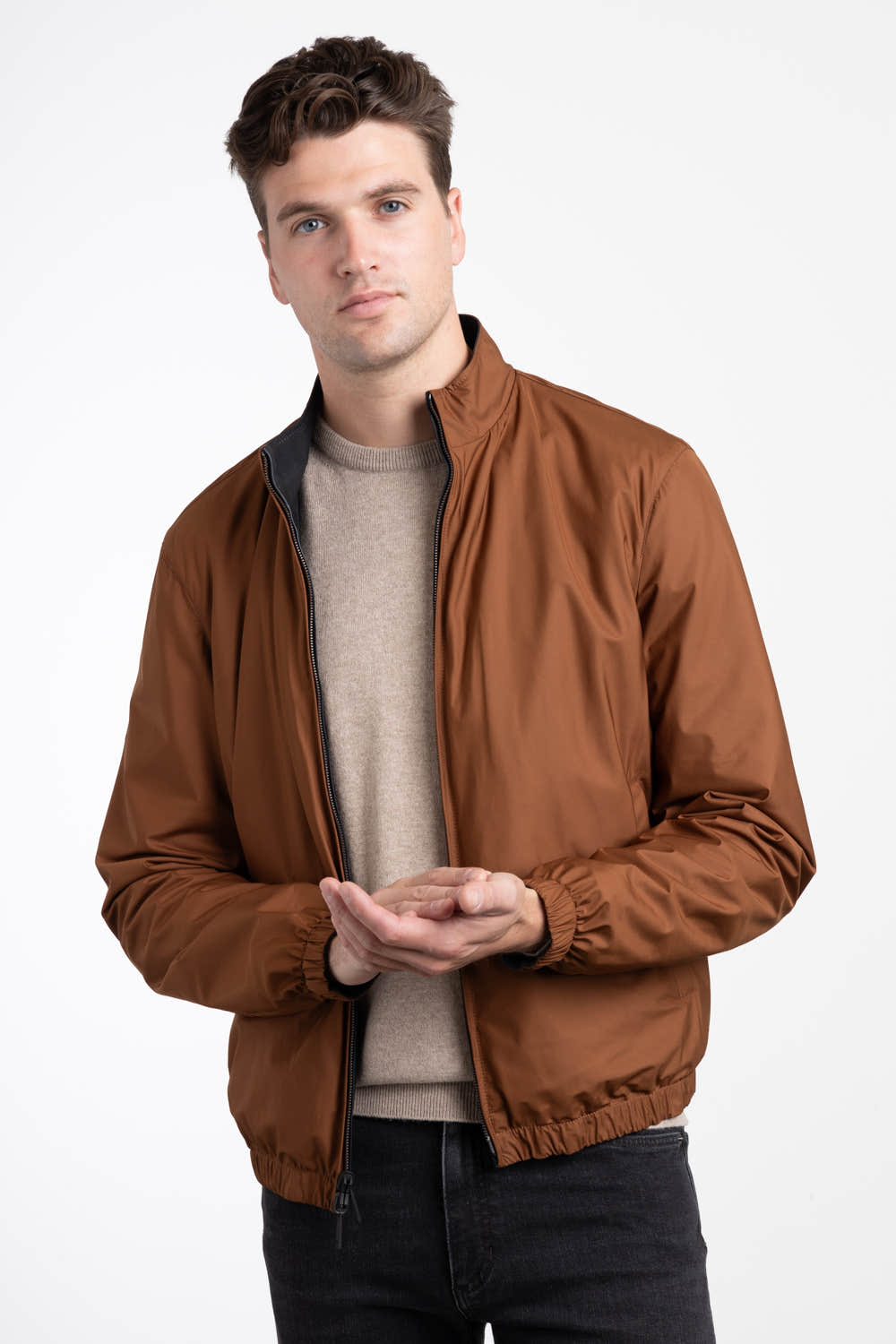 Zegna Reversible Leather Jacket in Brown for Men