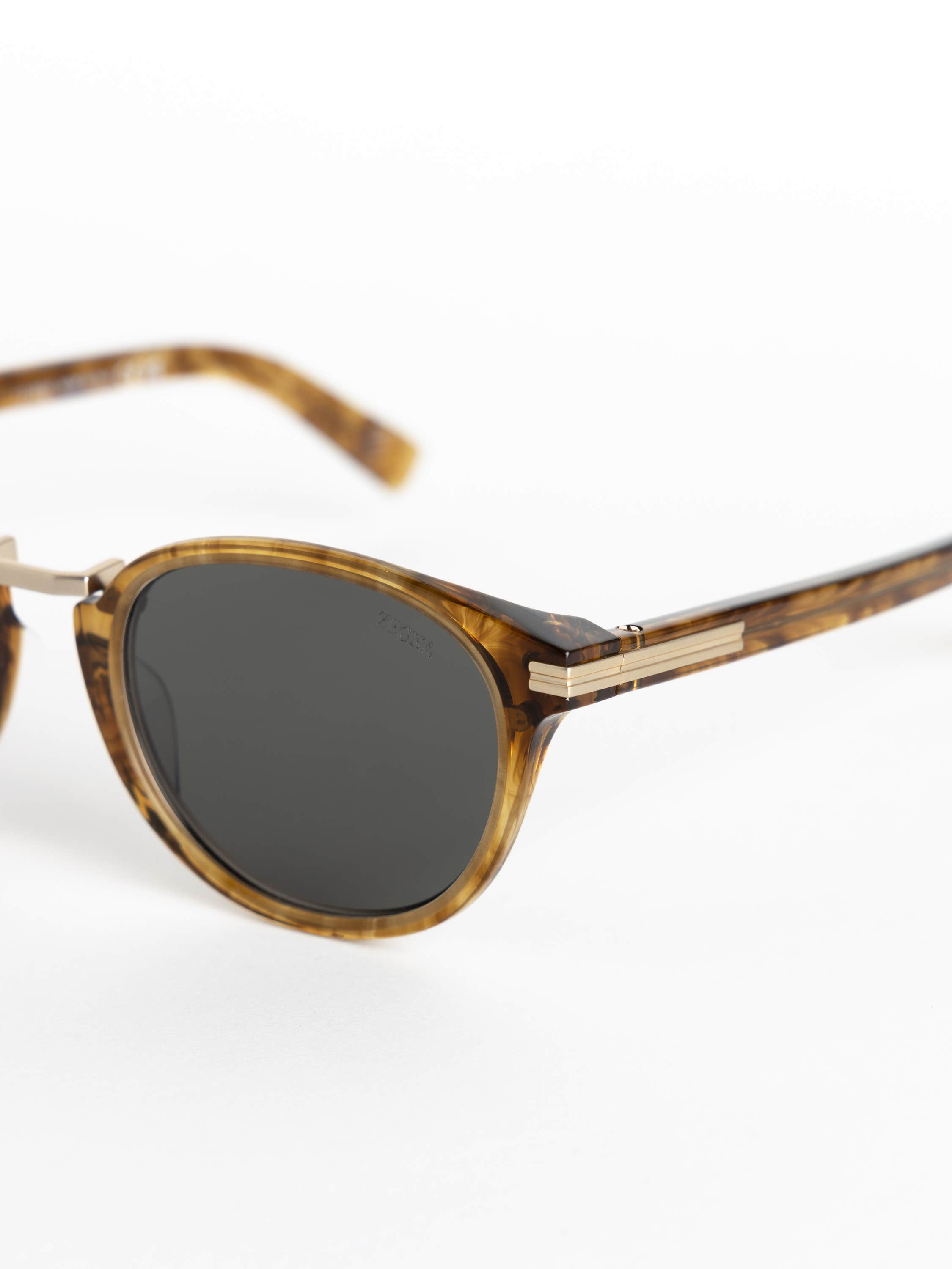 Transparent Light Brown Acetate and Titanium Sunglasses