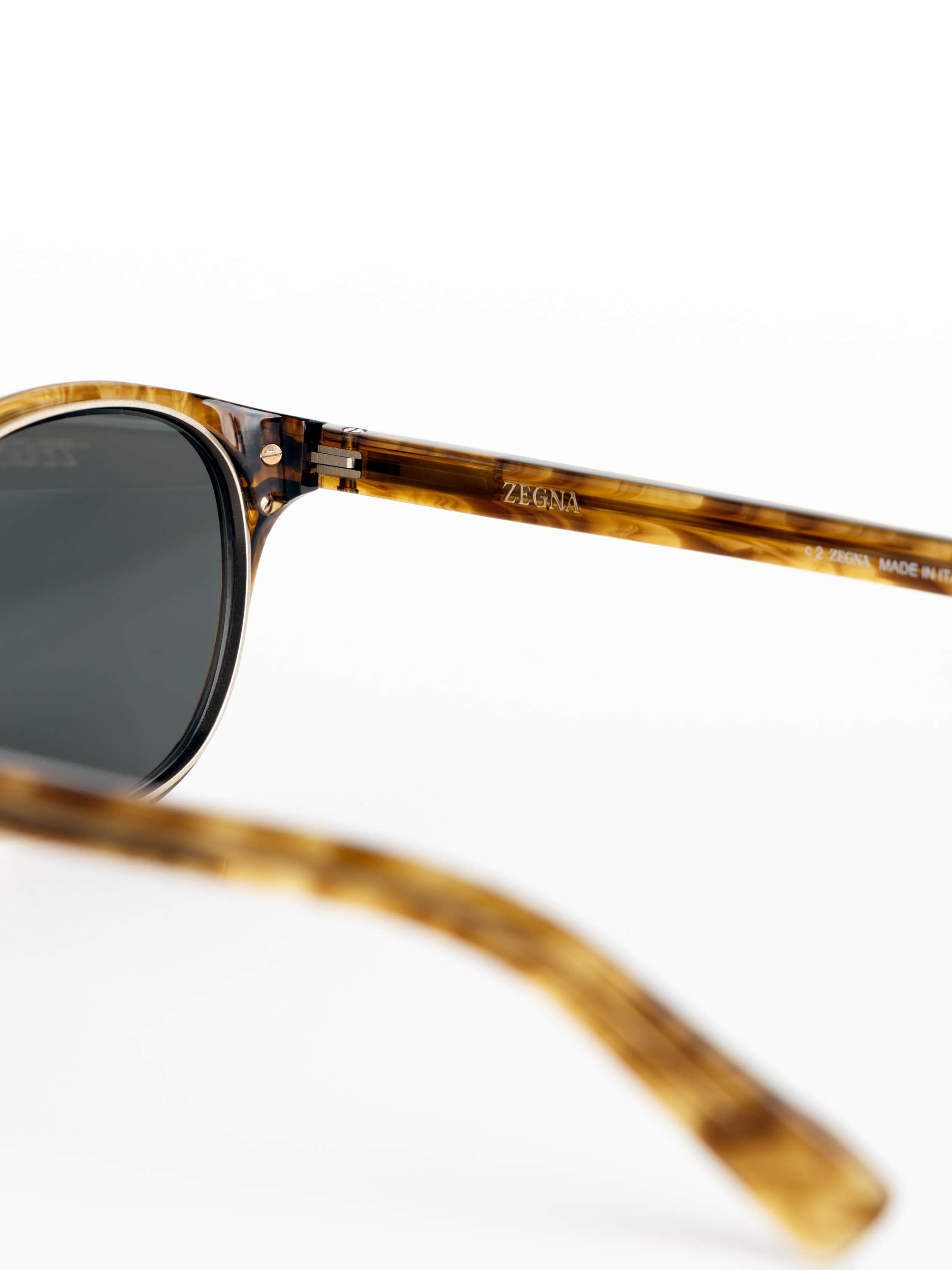 Transparent Light Brown Acetate and Titanium Sunglasses
