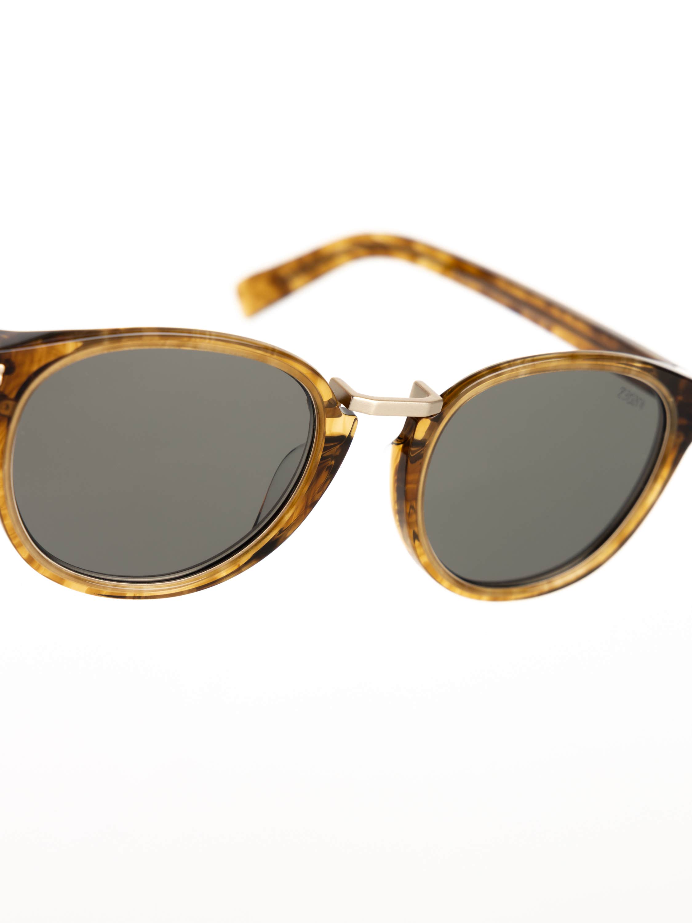 Transparent Light Brown Acetate and Titanium Sunglasses