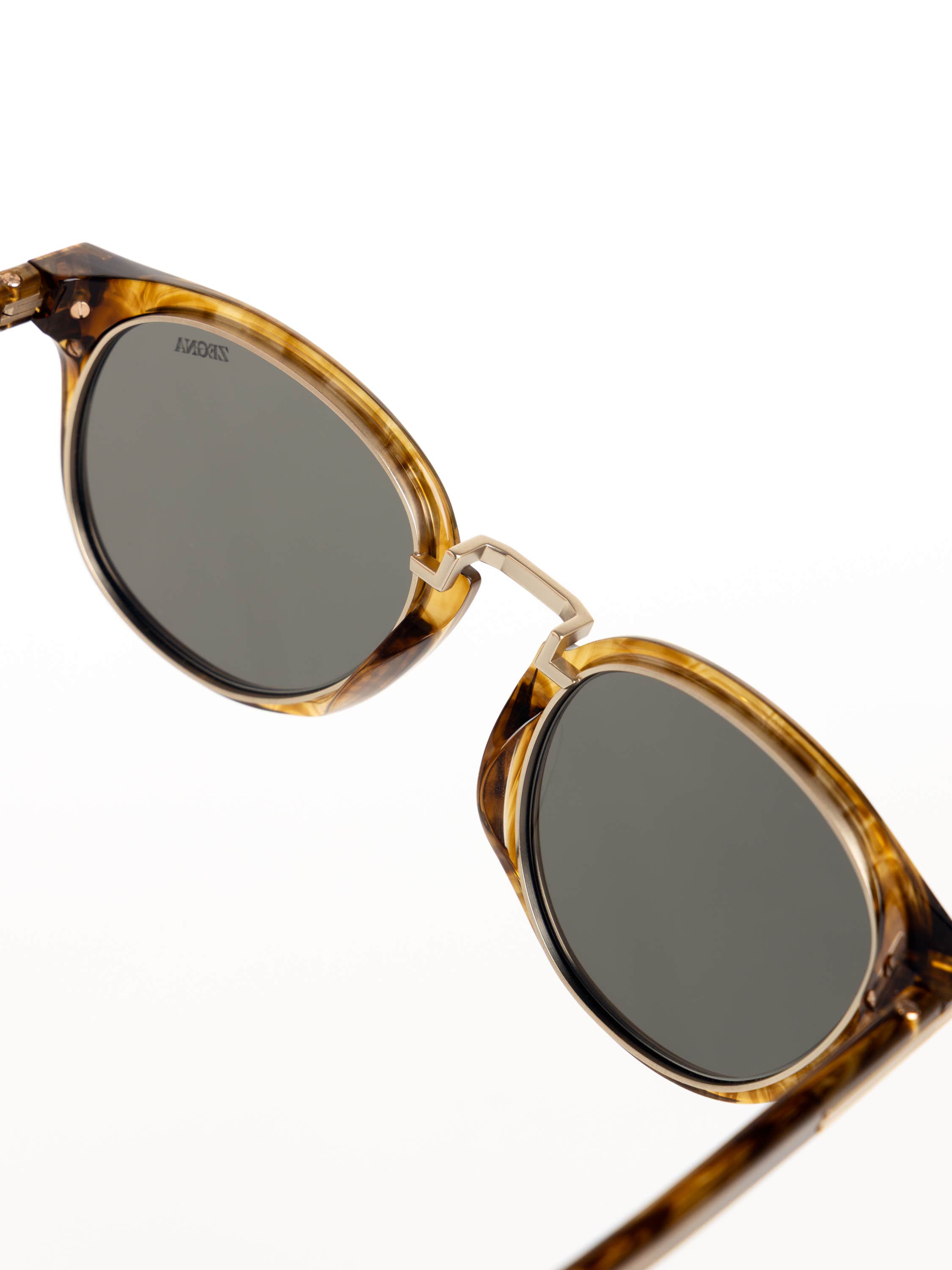 Transparent Light Brown Acetate and Titanium Sunglasses