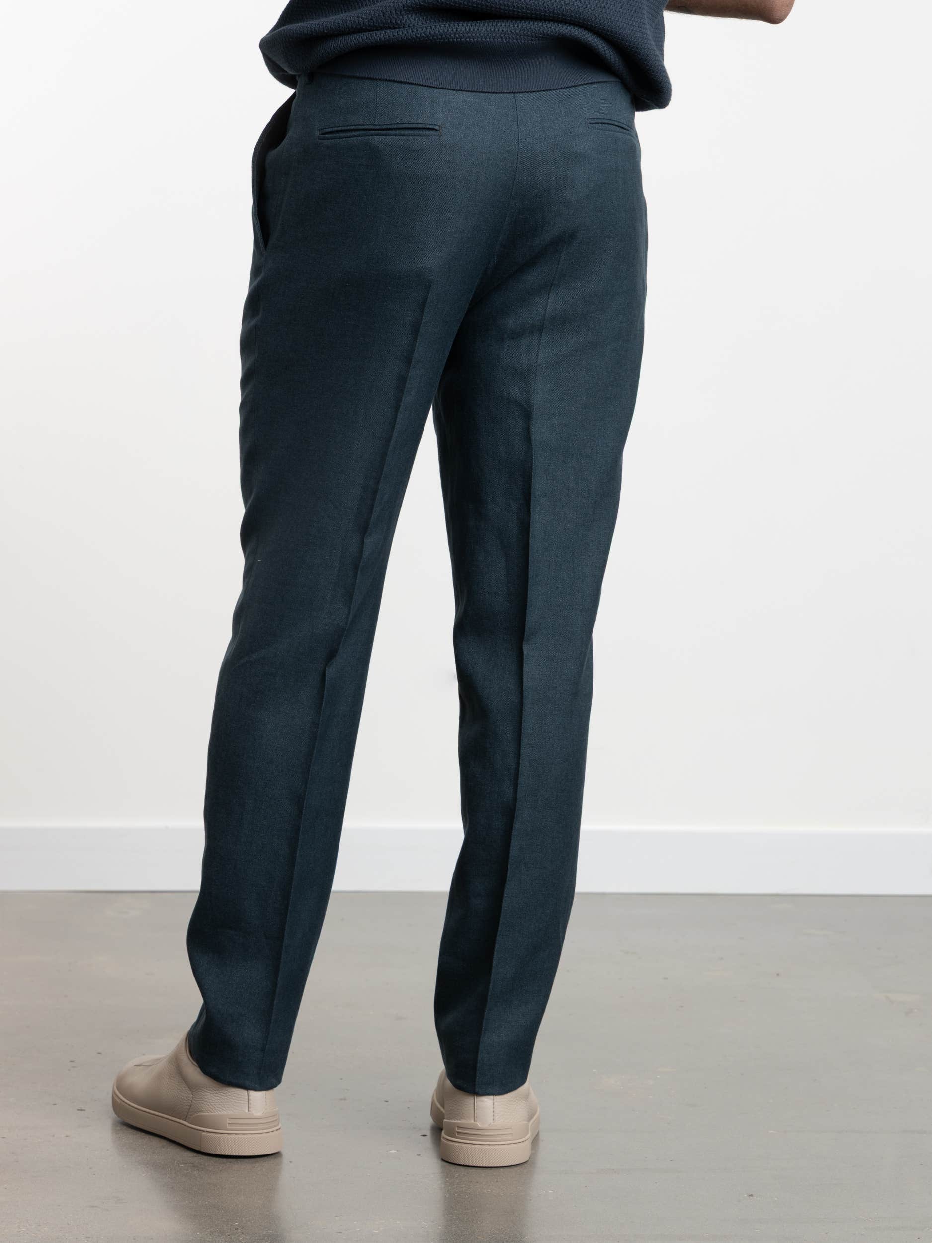 Linen and Wool Blue Dress Pant