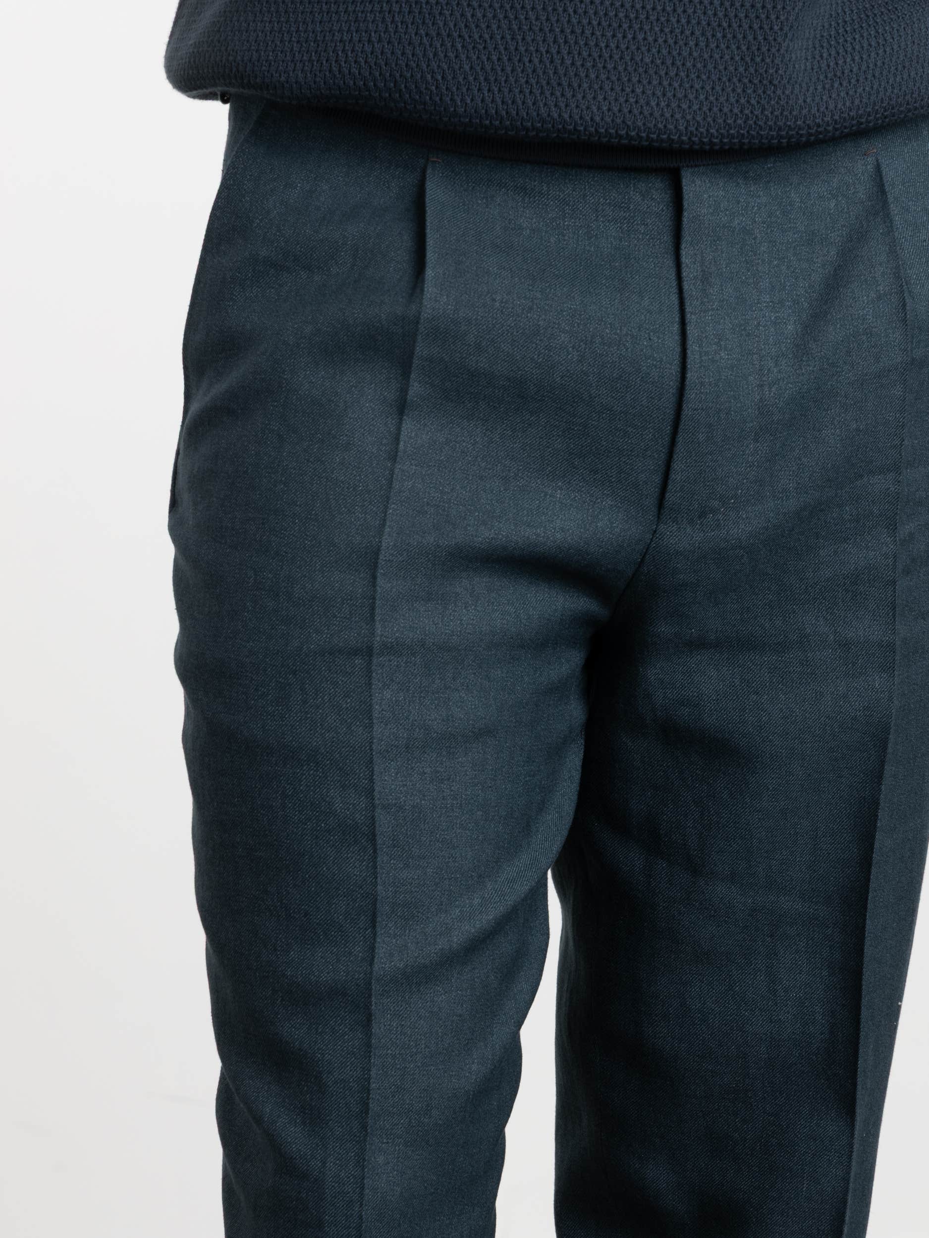 Linen and Wool Blue Dress Pant
