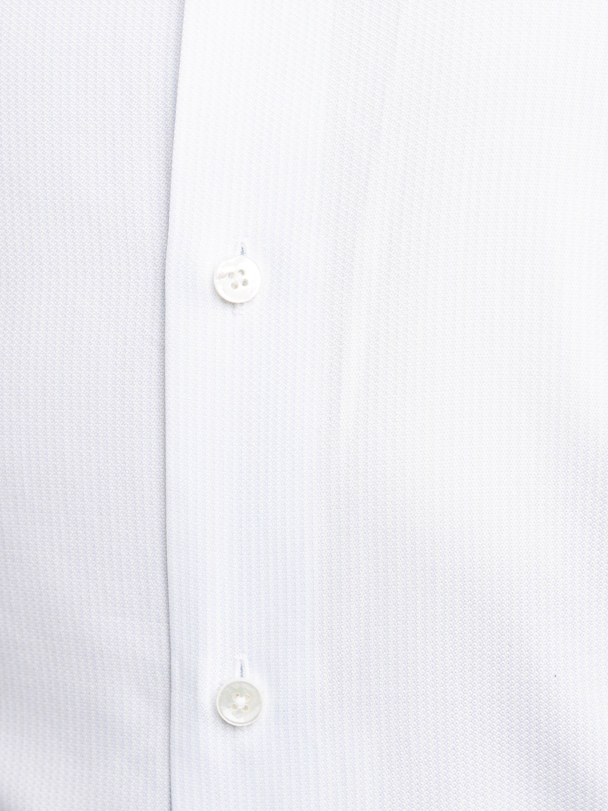 White/Light Blue Structured Striped Trecapi Cotton Shirt