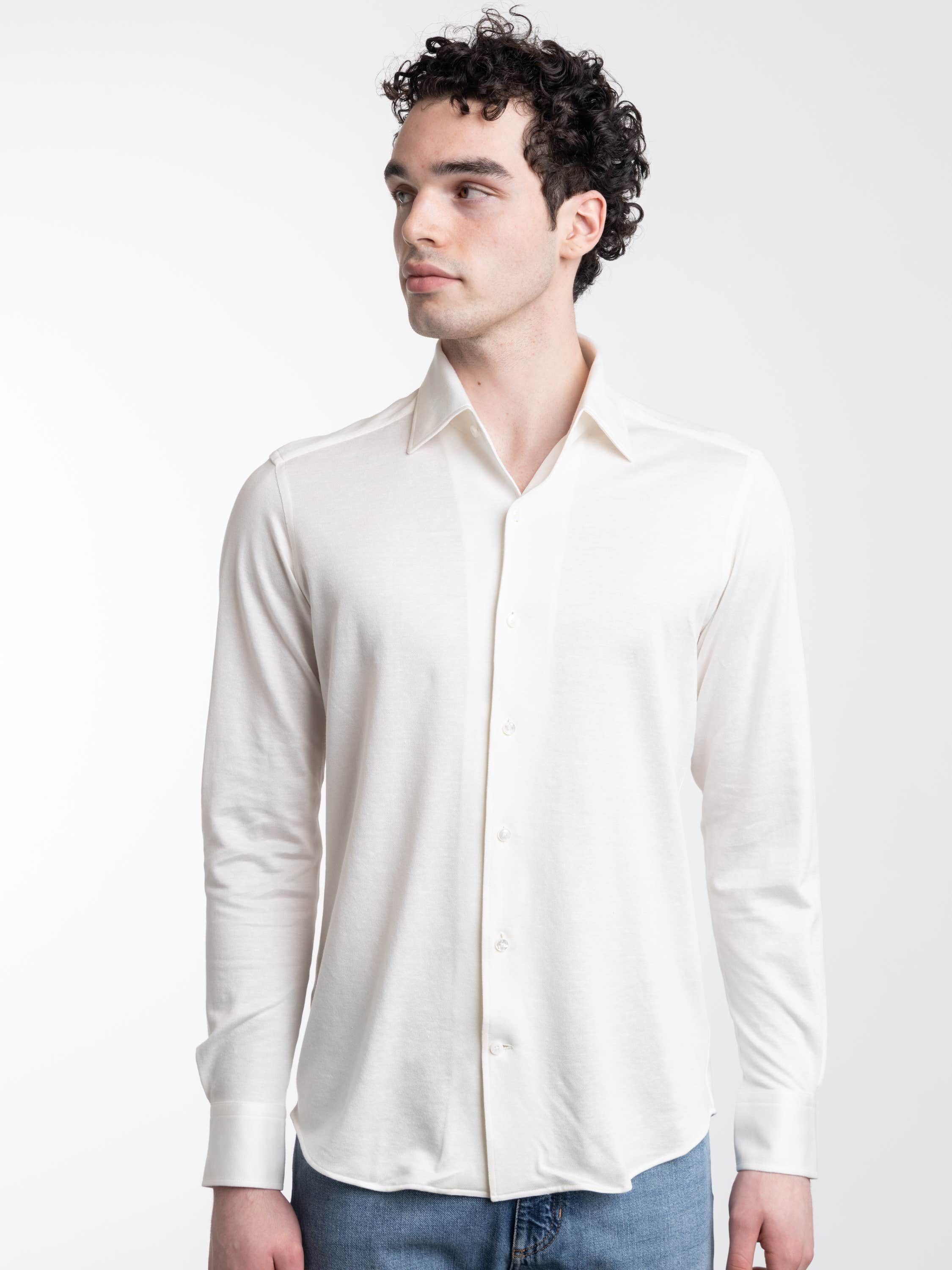 White Silk Linen and Cotton Shirt