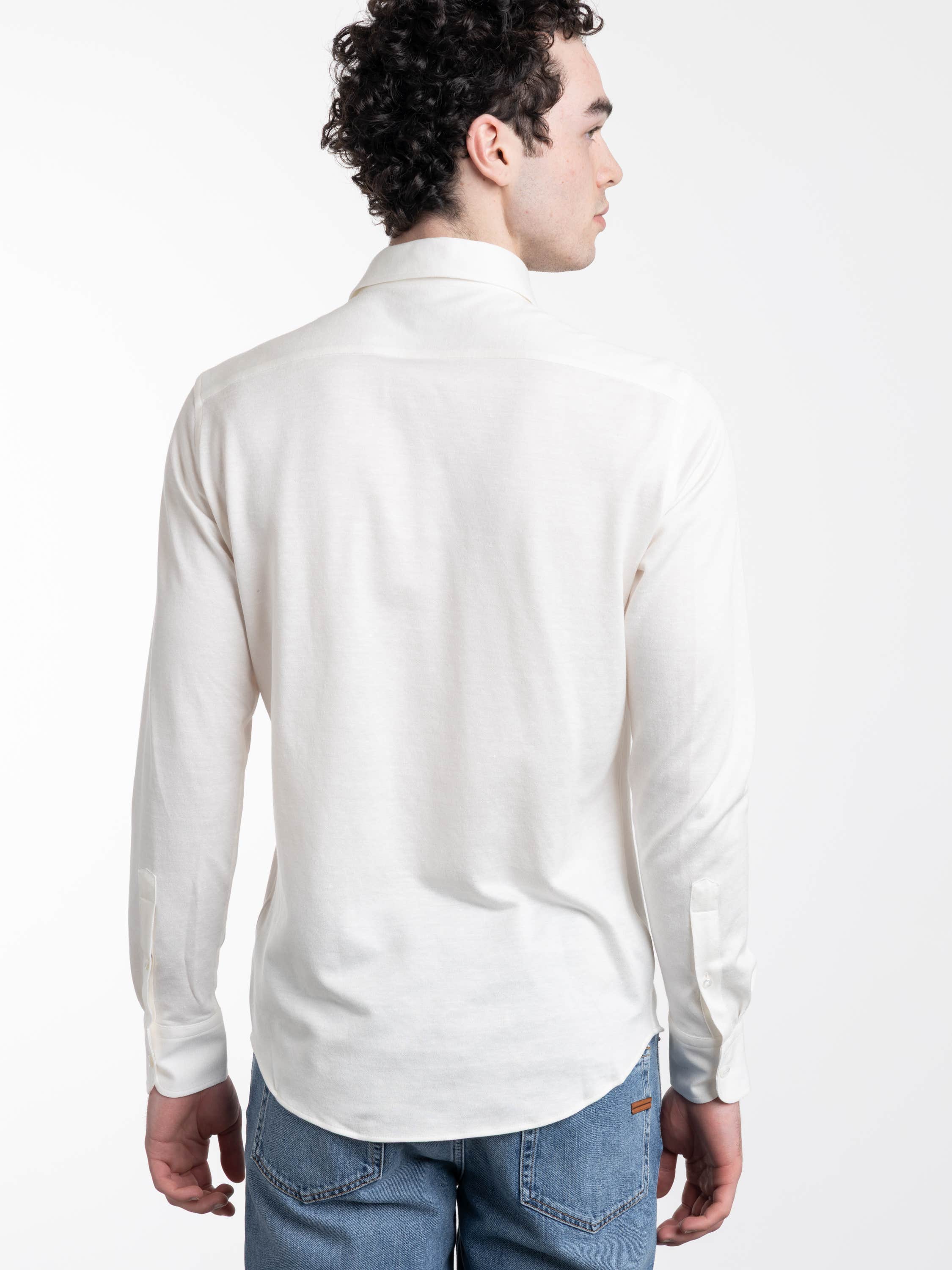 White Silk Linen and Cotton Shirt