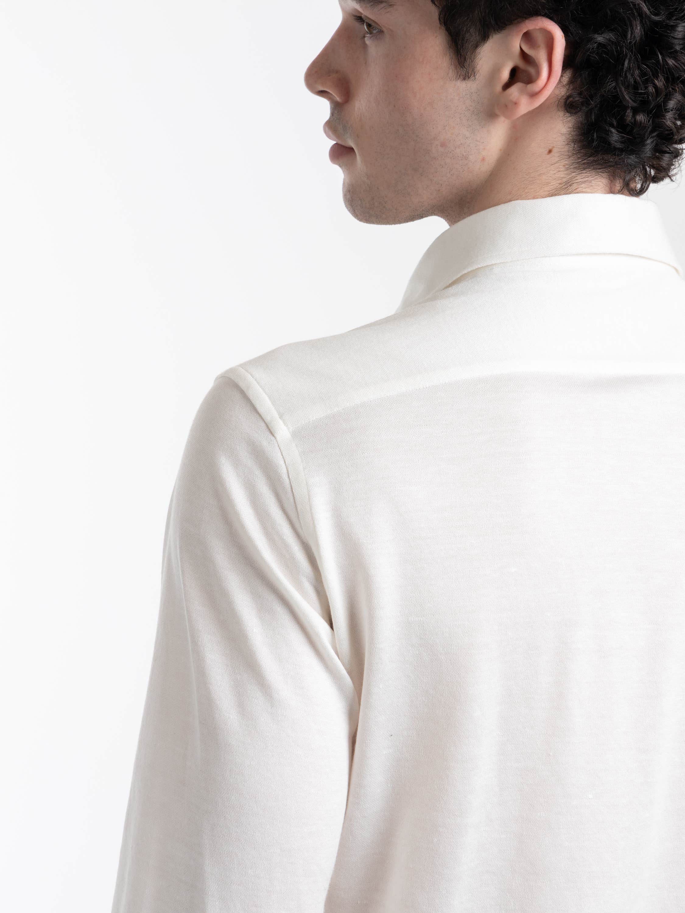 White Silk Linen and Cotton Shirt