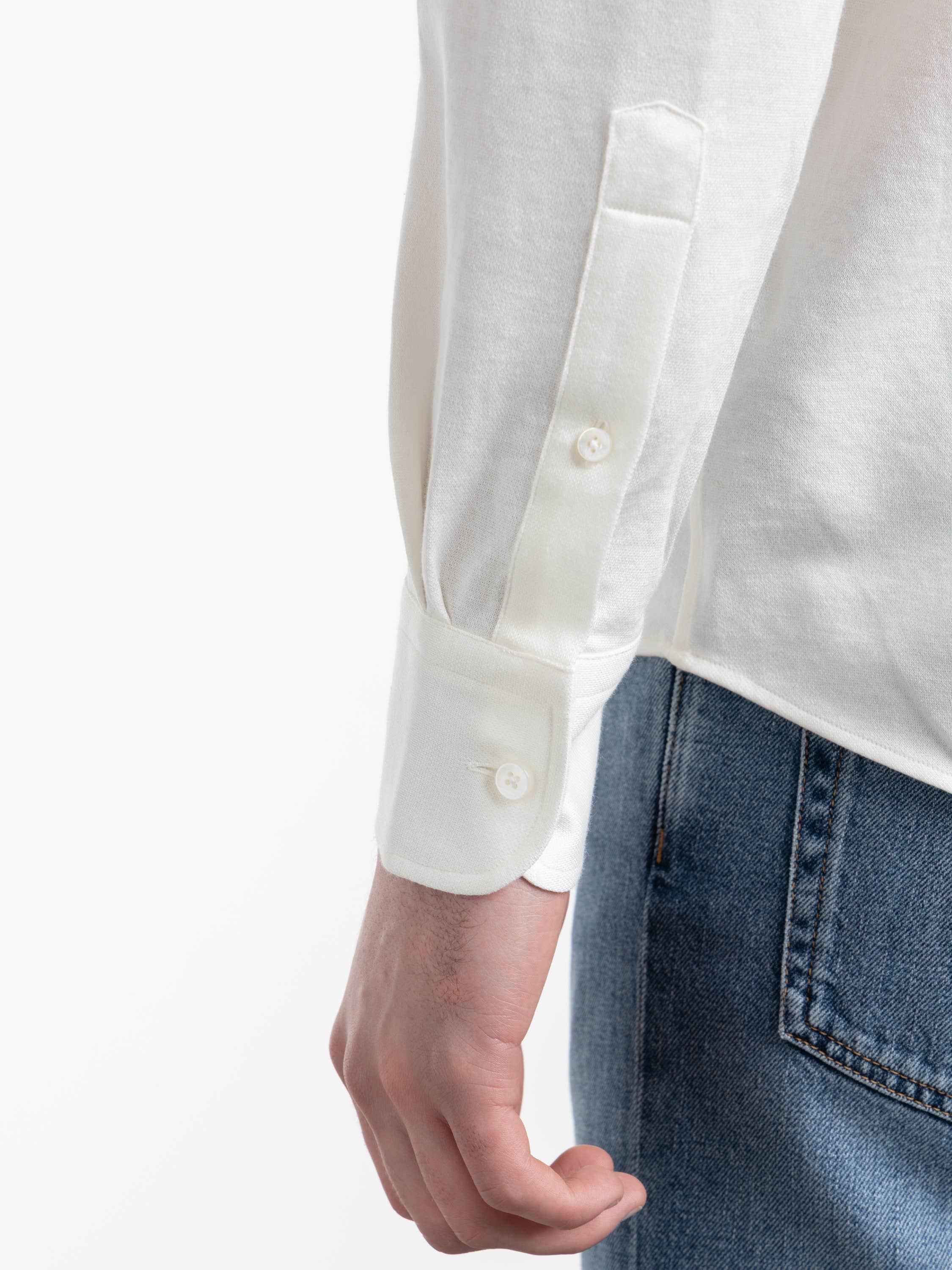 White Silk Linen and Cotton Shirt
