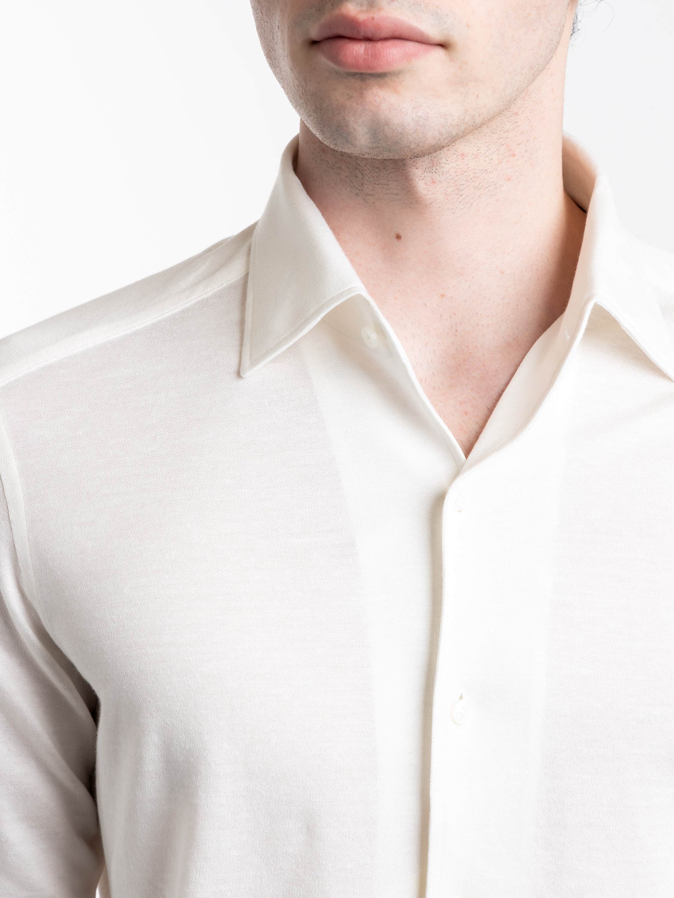 White Silk Linen and Cotton Shirt