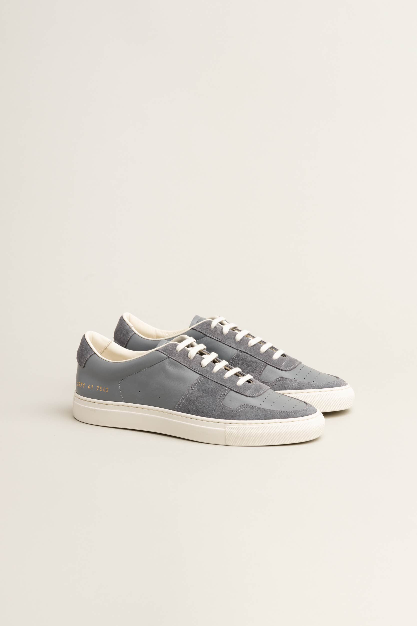 Grey Bball Suede-Trimmed Leather Sneakers