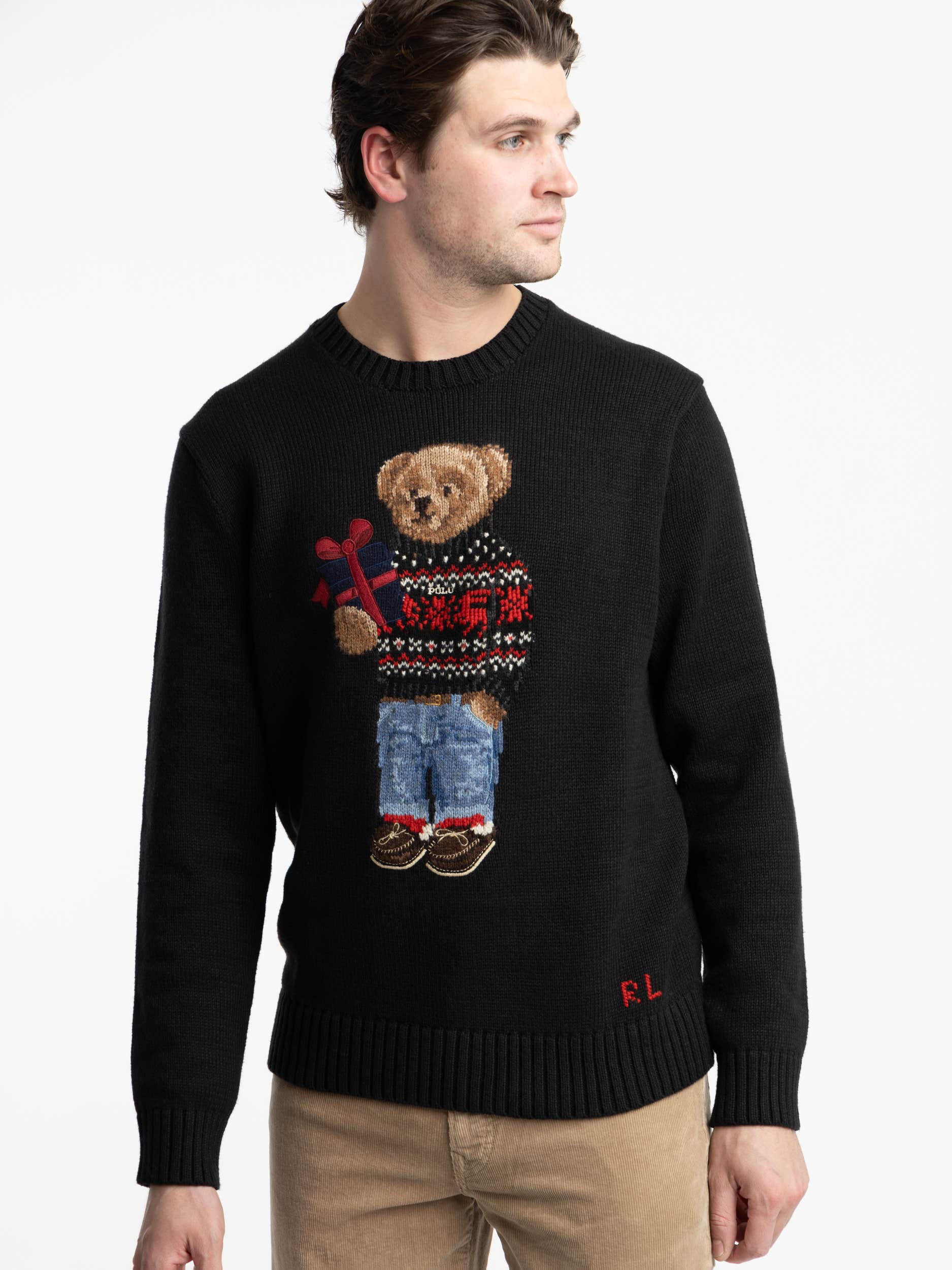 Black Polo Bear Cotton-Cashmere Sweater