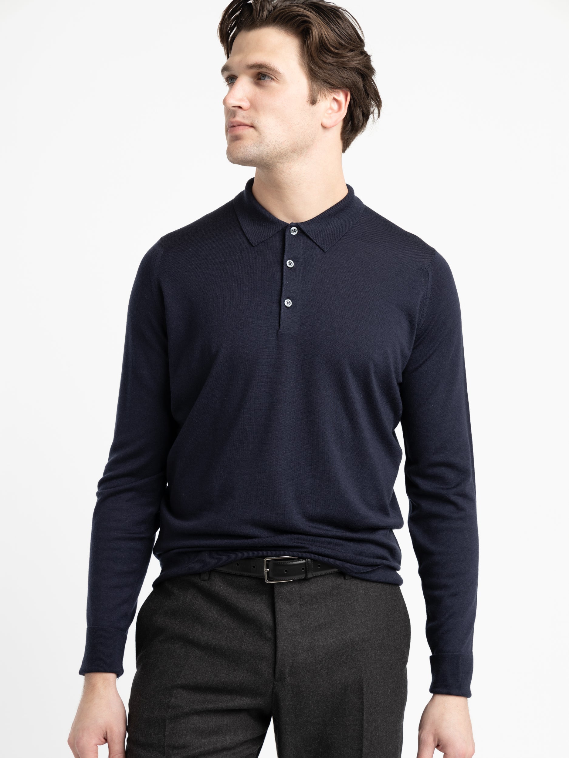 Midnight Cotswold Extra-Fine Merino Wool Polo Shirt – The