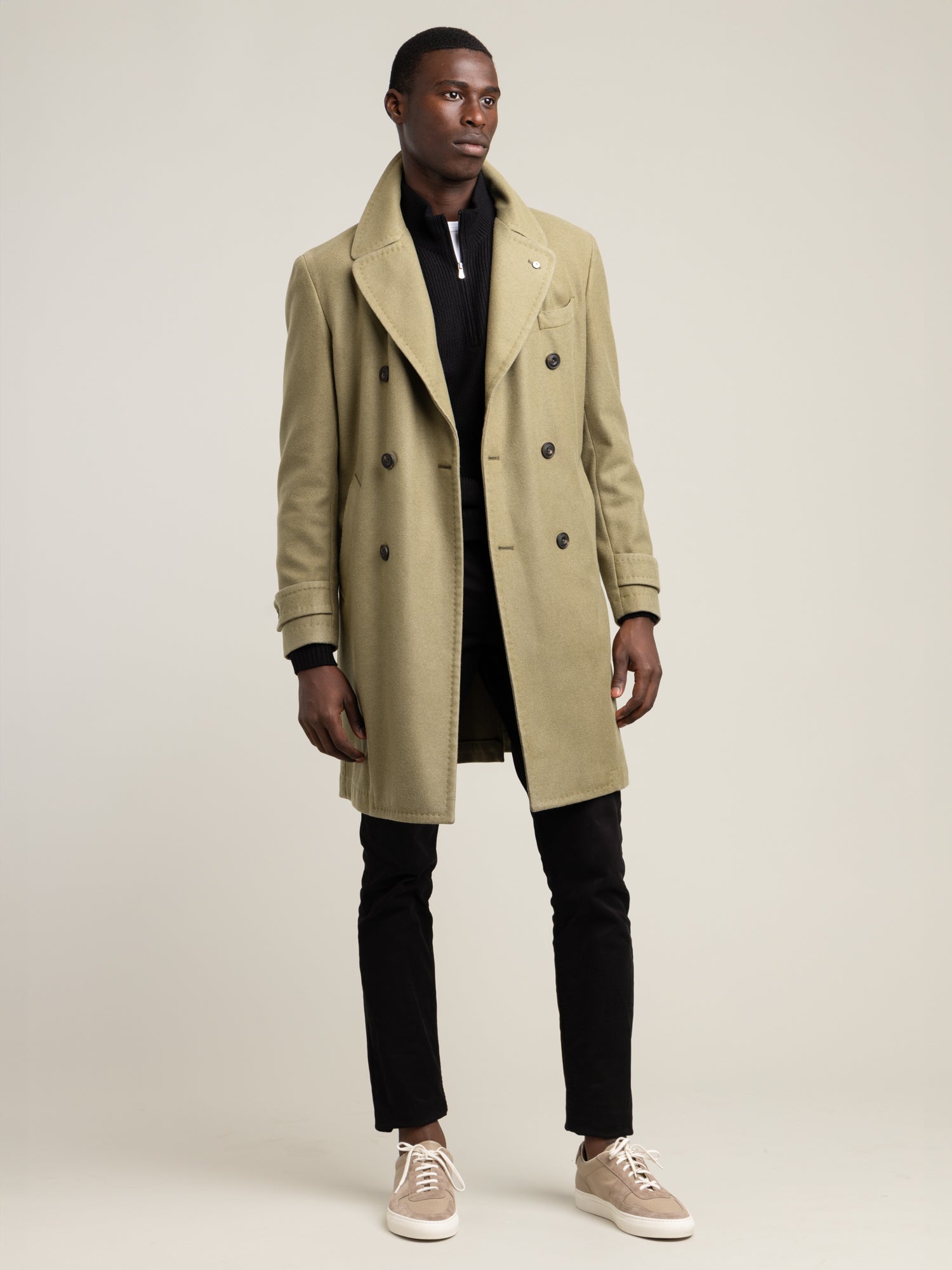 Khaki double shop breasted coat