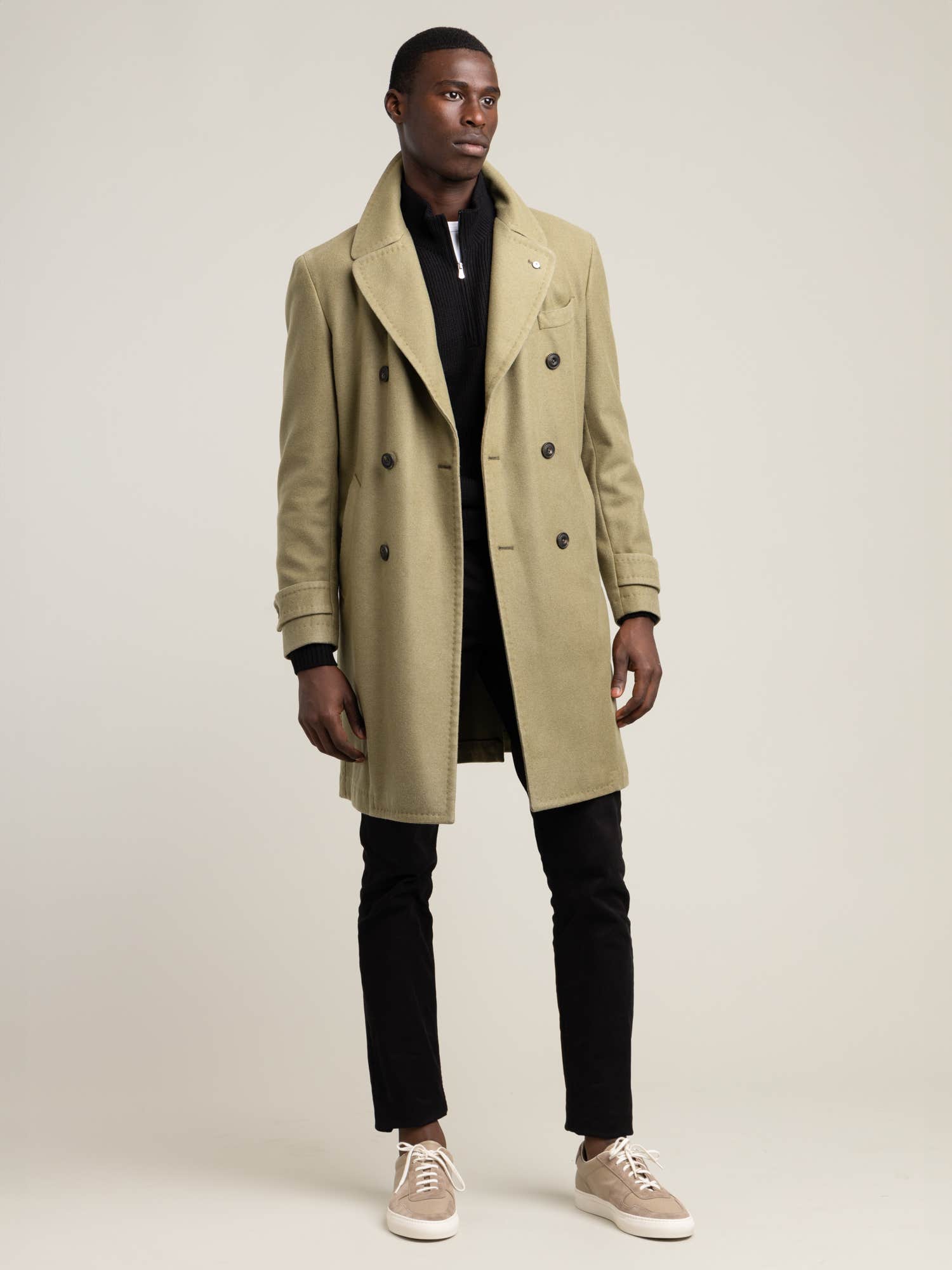 Army Green Double Breasted Overcoat