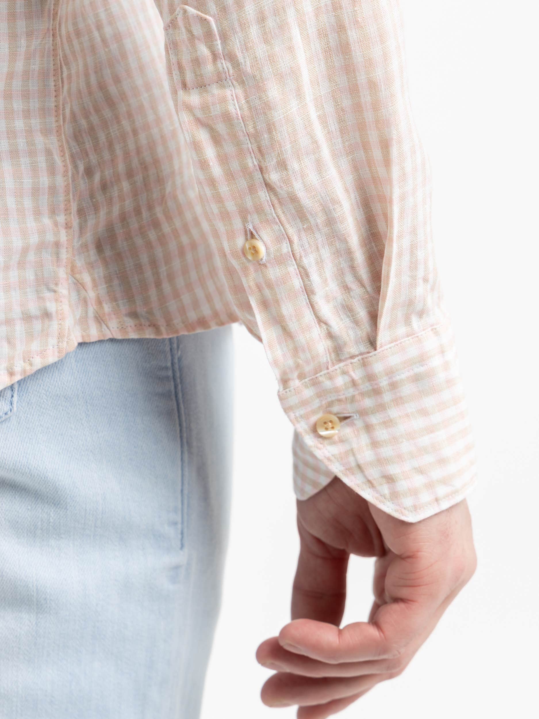 Pink Checked Linen Shirt