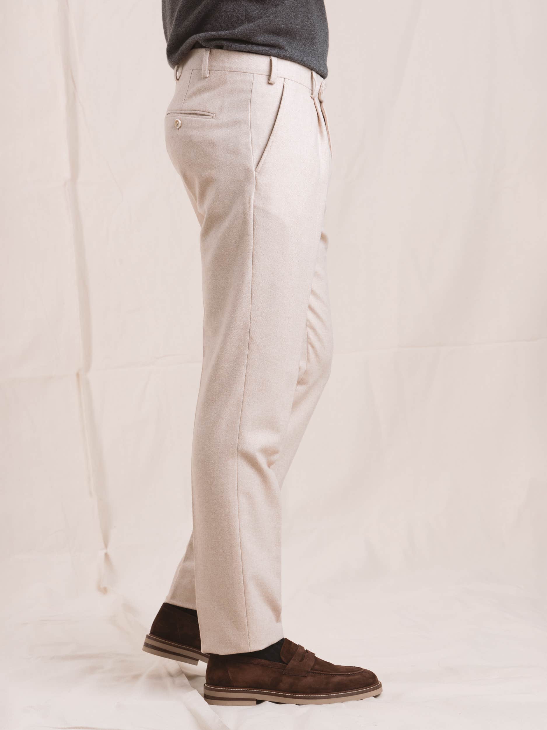 Sand Single Pleat Trouser