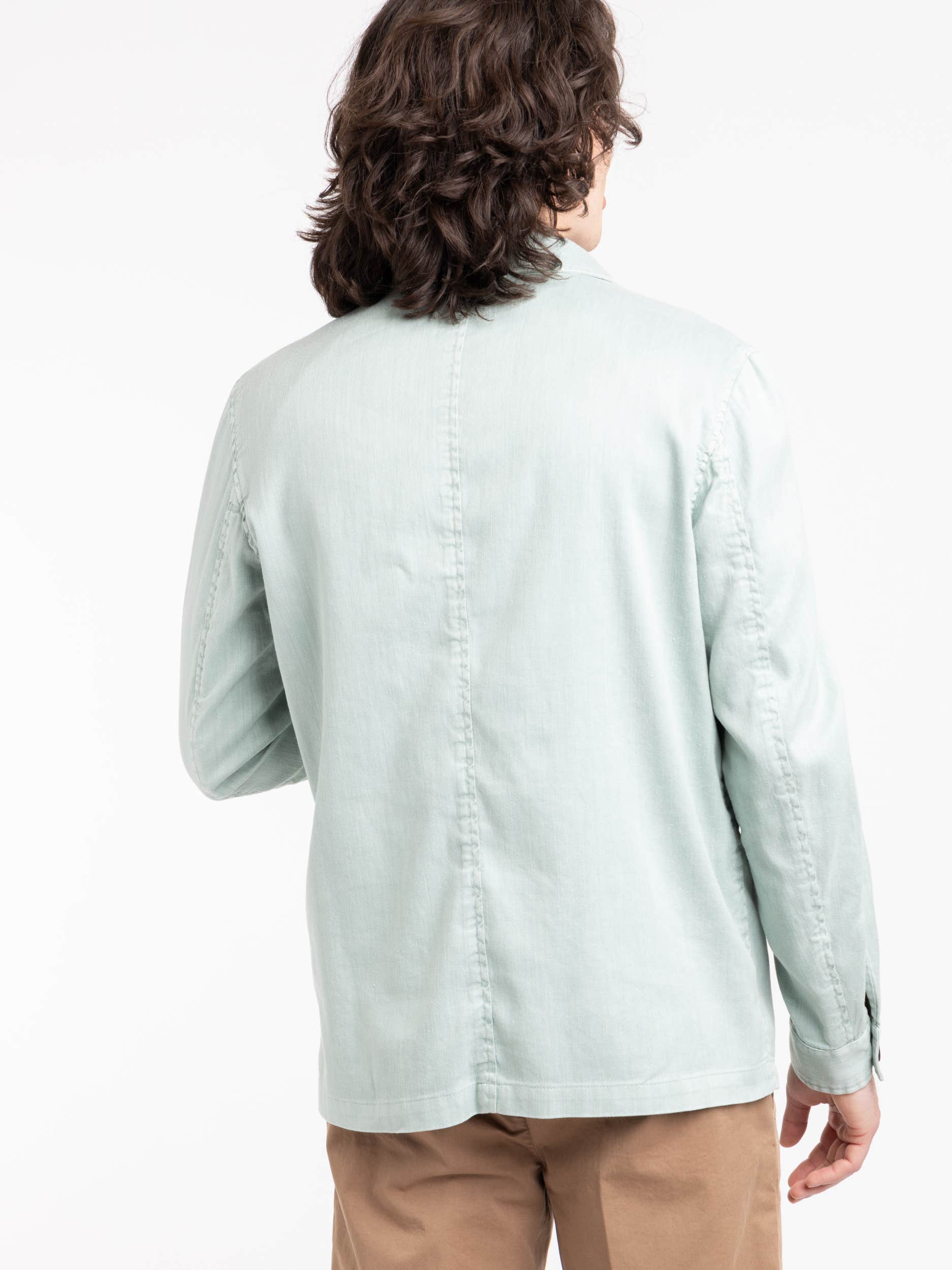 Mint Green Garment-Dyed Overshirt