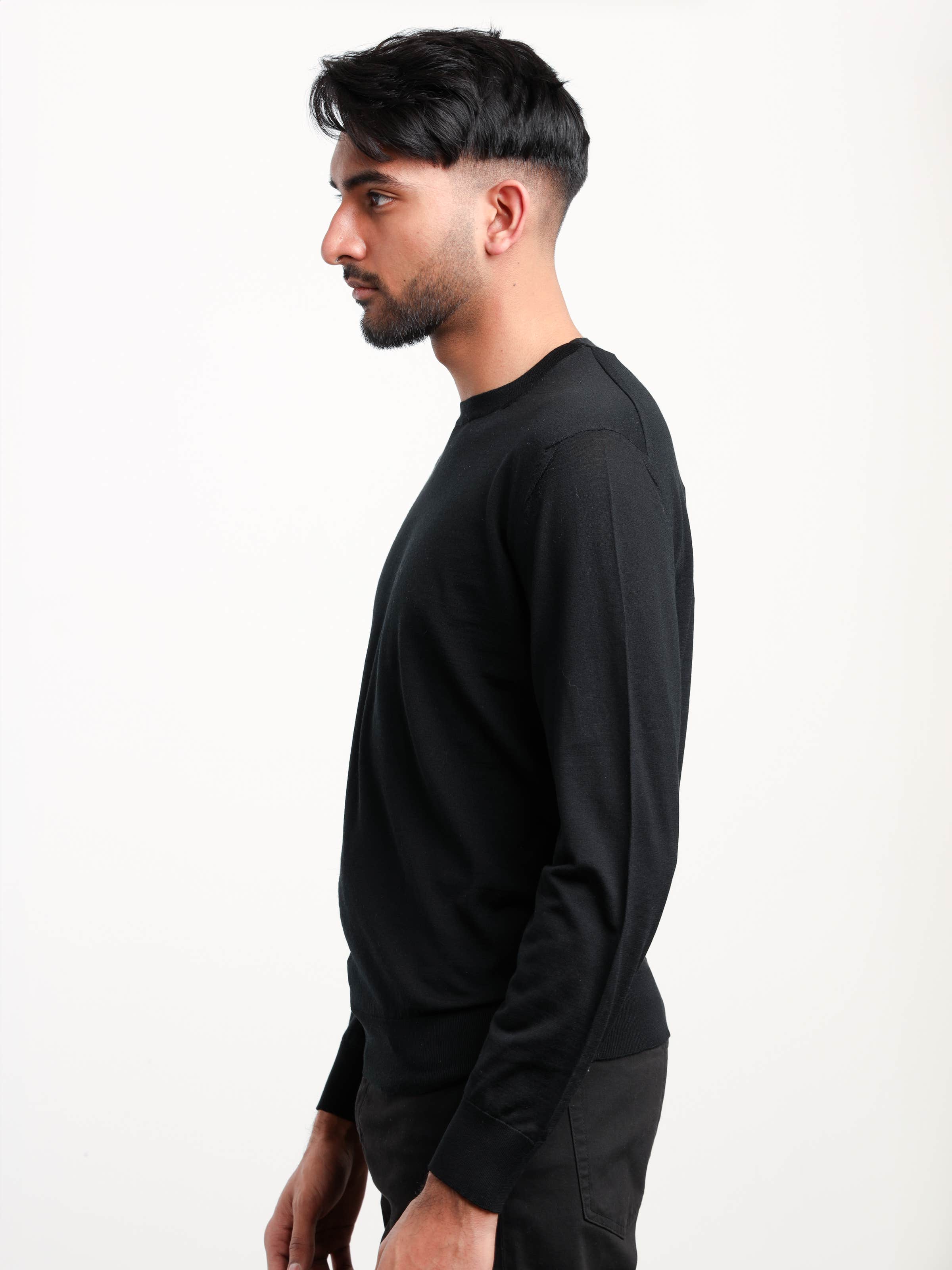 Black Wool Crewneck Sweater